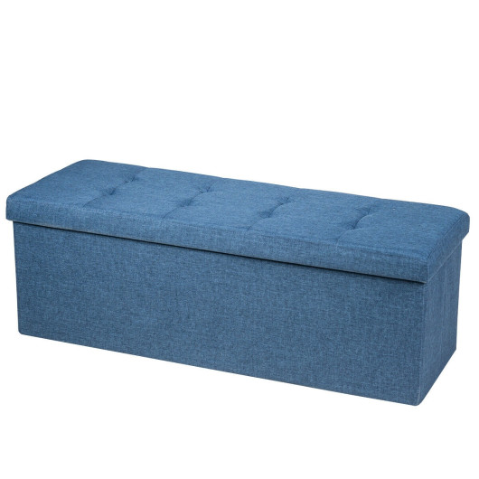 Fabric Folding Storage With Divider Bed End Bench-Navy
