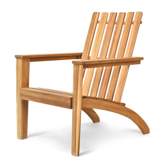 Outdoor Durable Patio Acacia Wood Adirondack Lounge Armchair-Natural