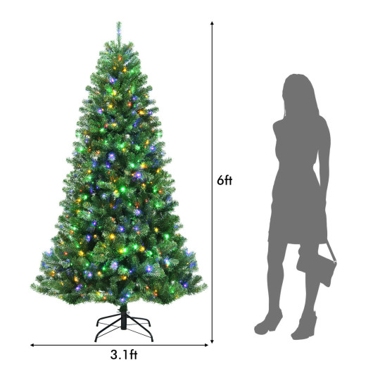 Artificial Hinged Christmas Tree With Remote-Controlled Color-Changing Led Lights-6'