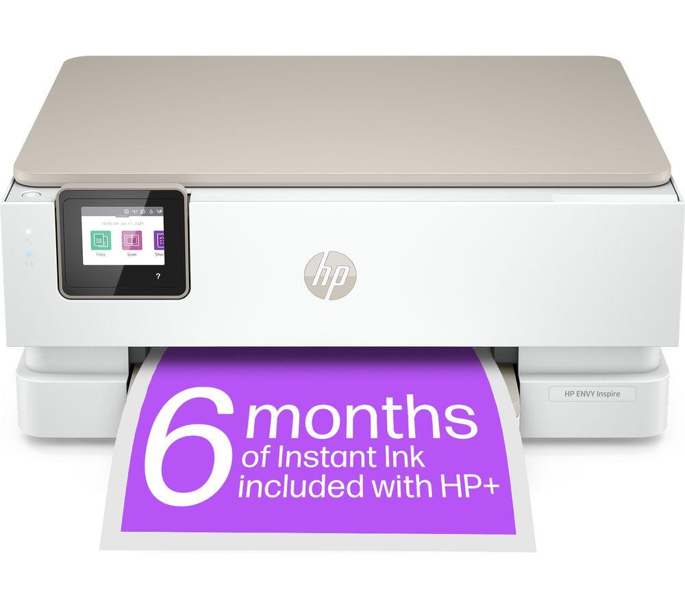 hp envy inspire 7224e all-in-one wireless inkjet printer with hp plus, silver/grey,white