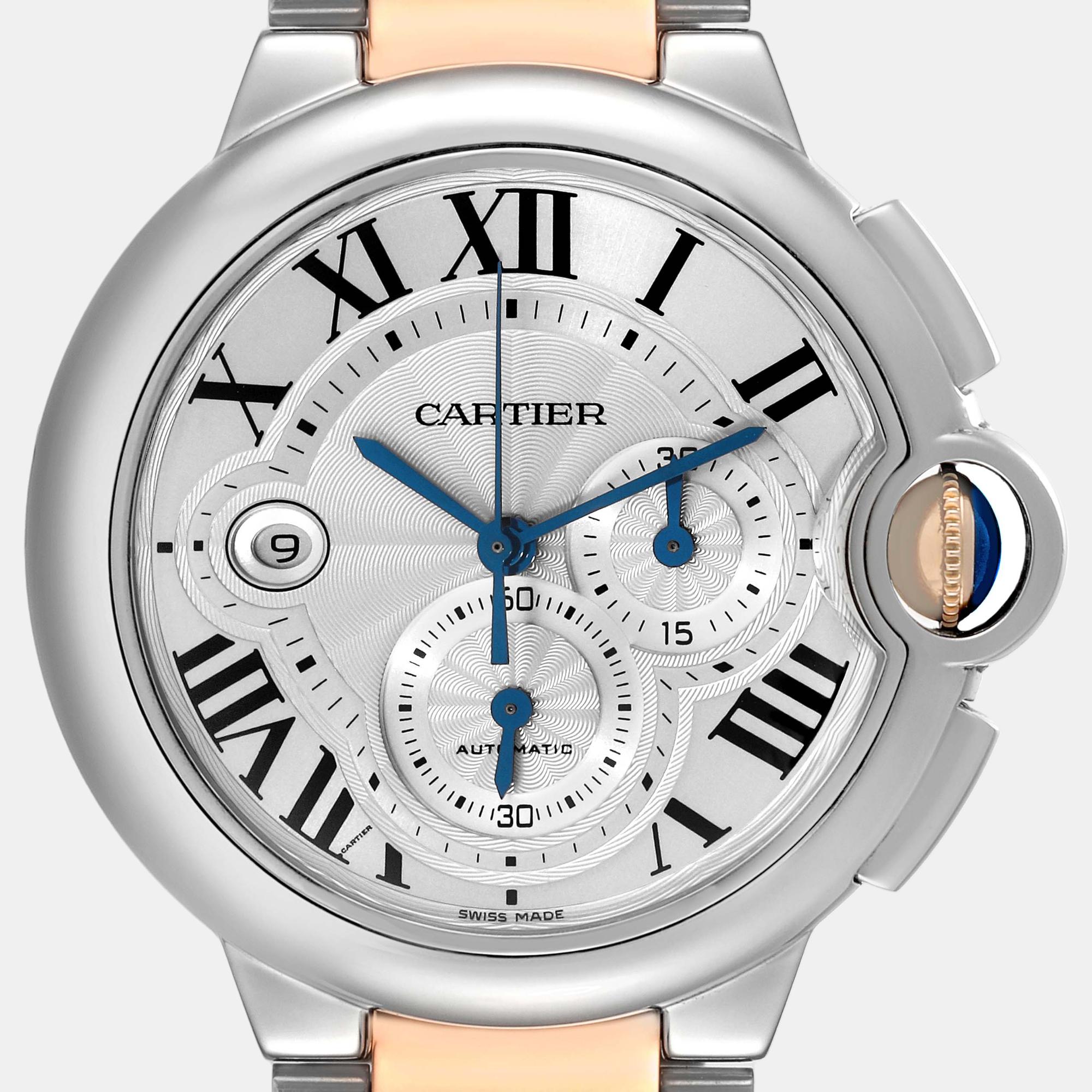 Cartier Ballon Bleu Chronograph Steel Rose Gold Mens Watch W6920063