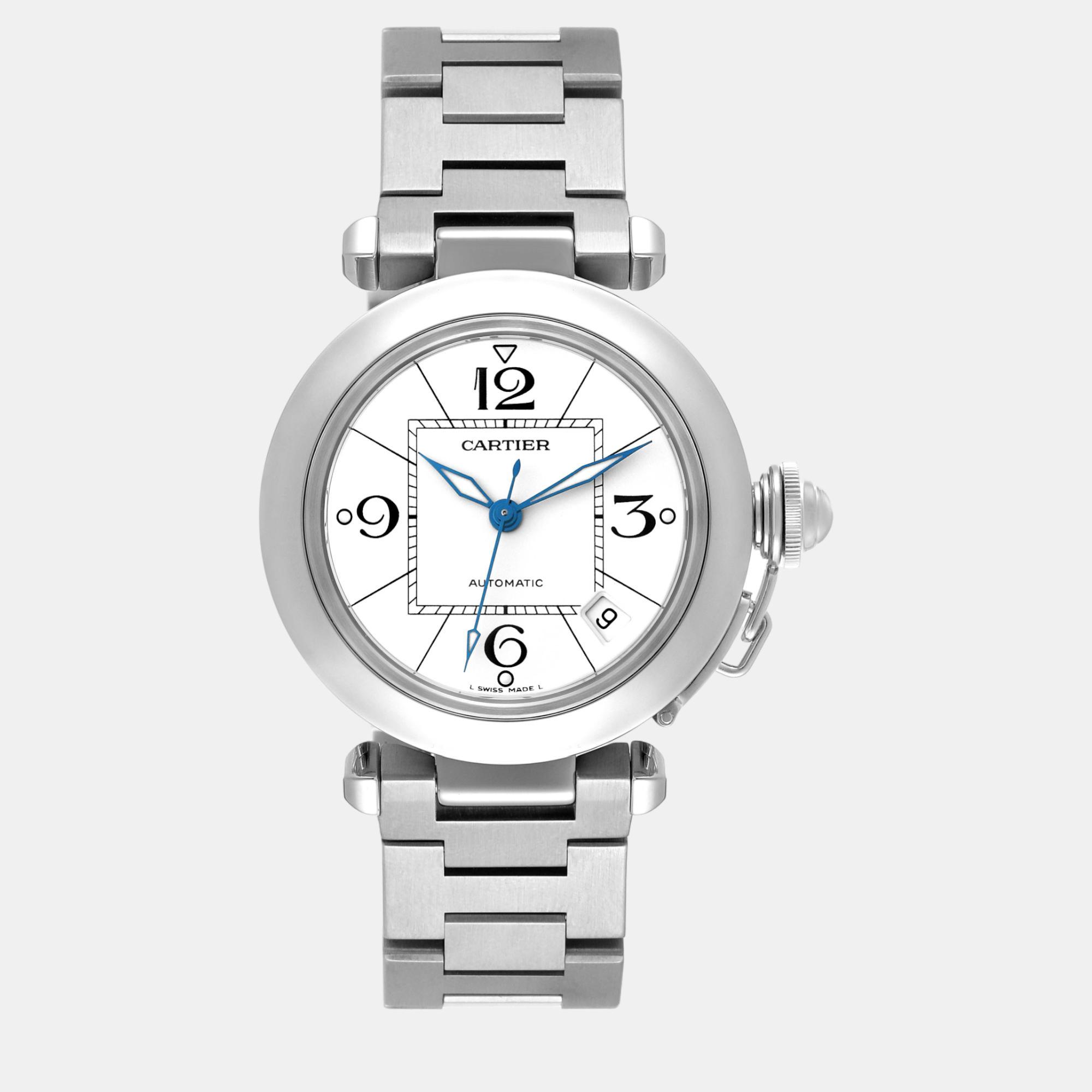 Cartier Pasha C Midsize White Dial Automatic Steel Men's Watch 35 Mm