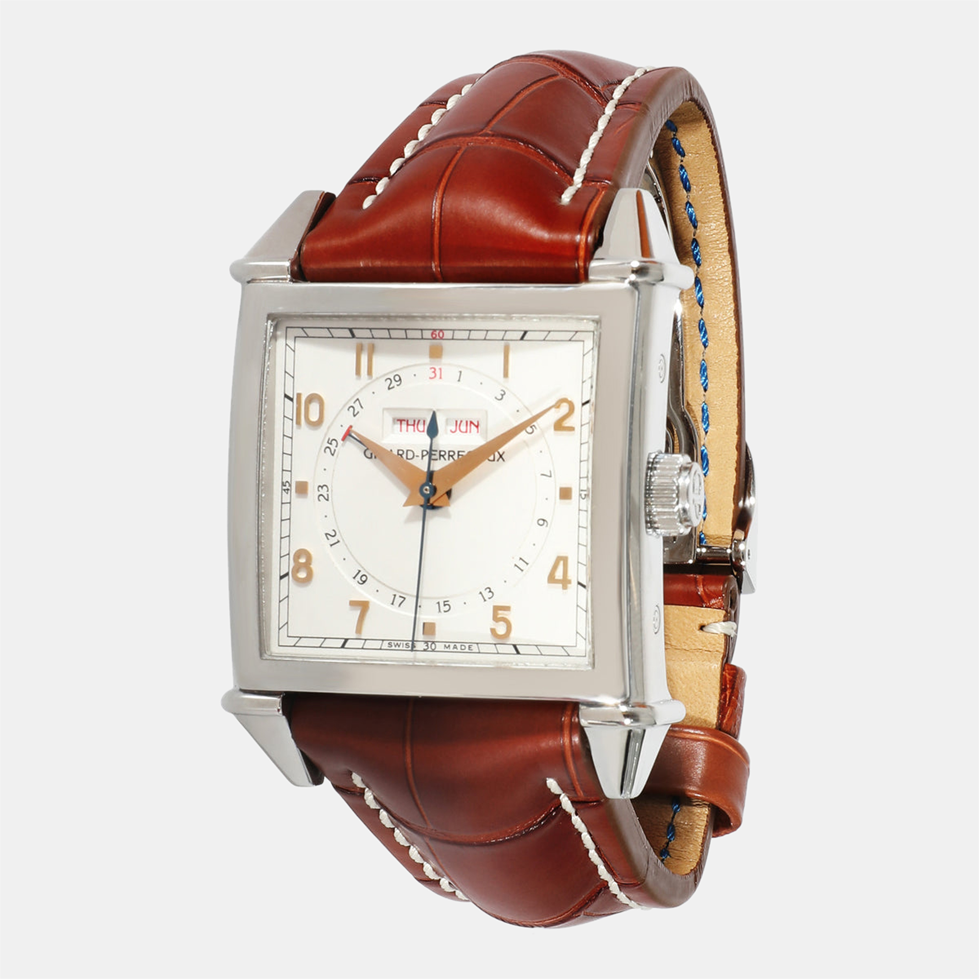 girard perregaux white stainless steel vintage 1945 25810 men's wristwatch 34 mm