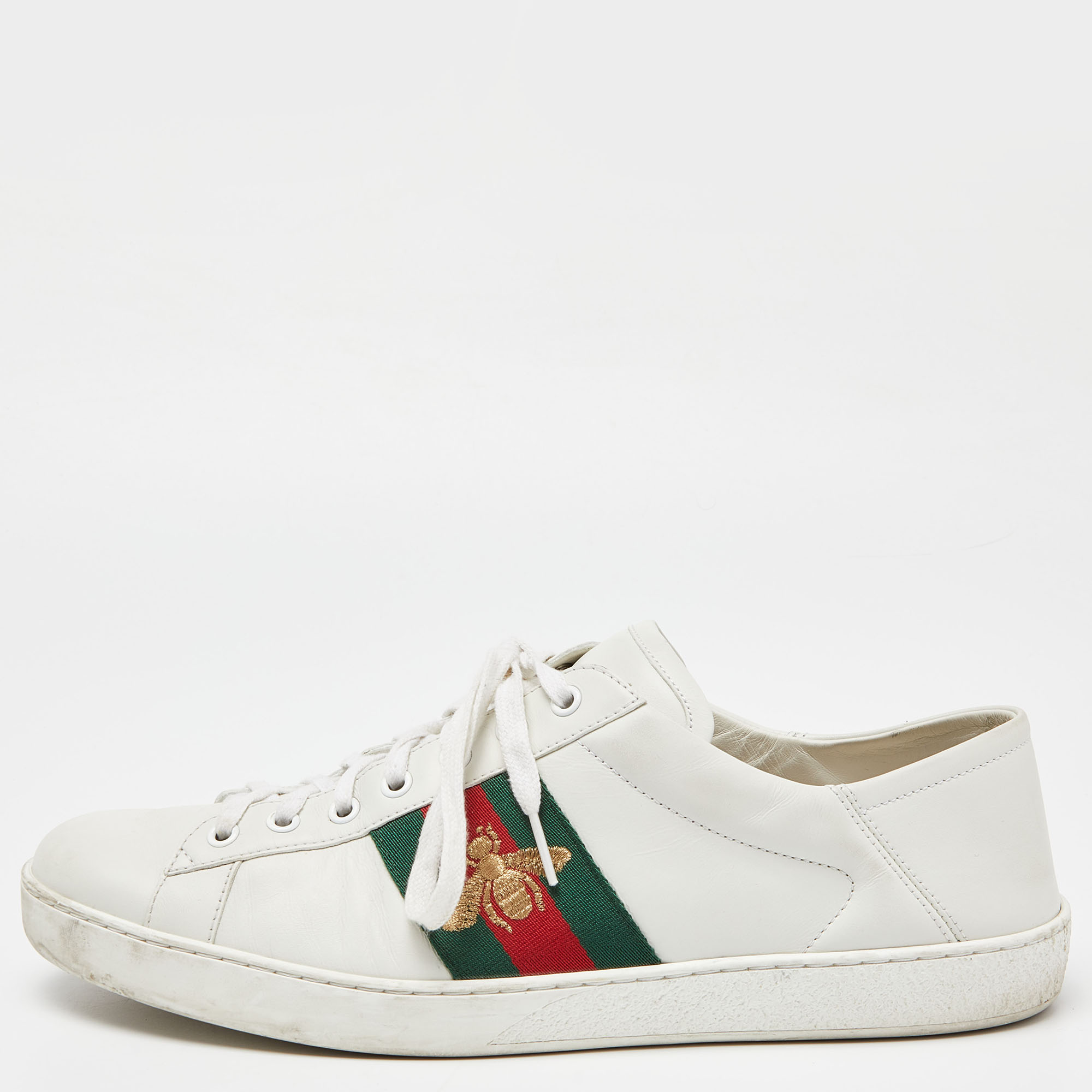 gucci white leather ace sneakers size 45