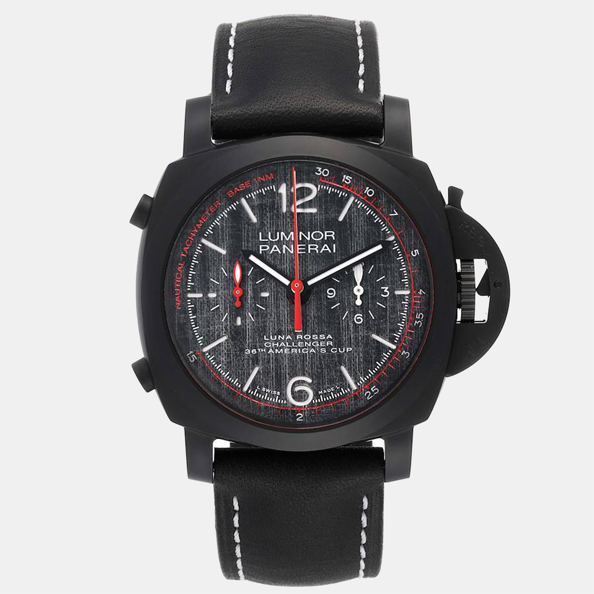 panerai grey ceramic luminor pam01037 automatic men's wristwatch 44 mm