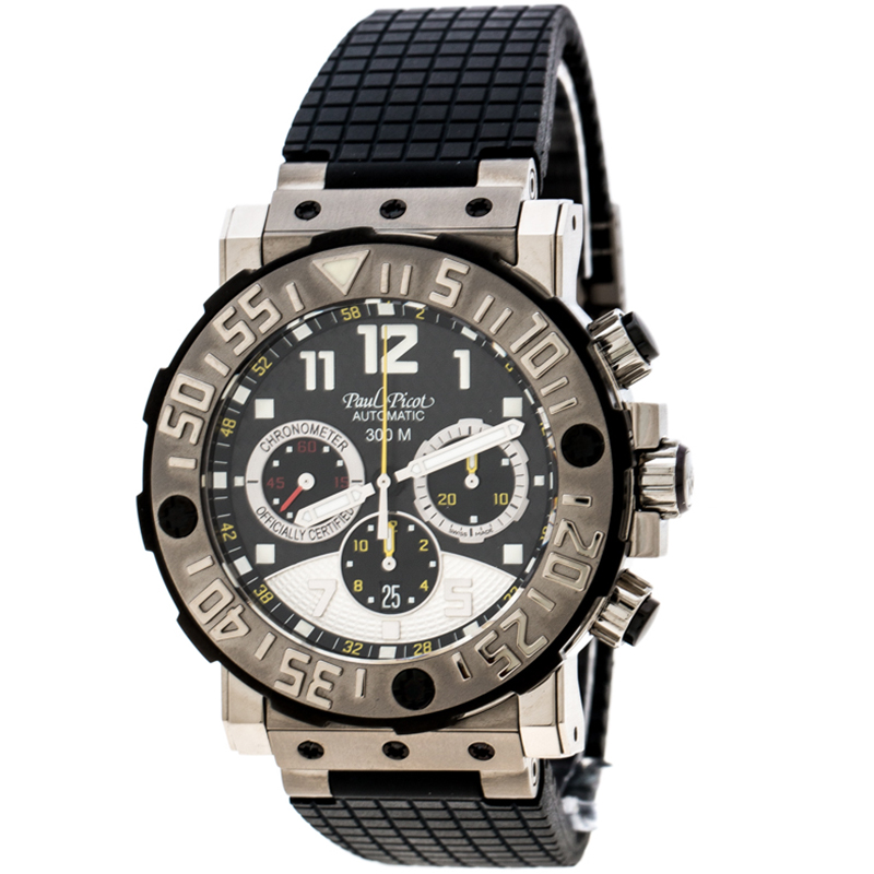 paul picot black titanium plonguer c-type titanium 4030 men's wristwatch 48 mm