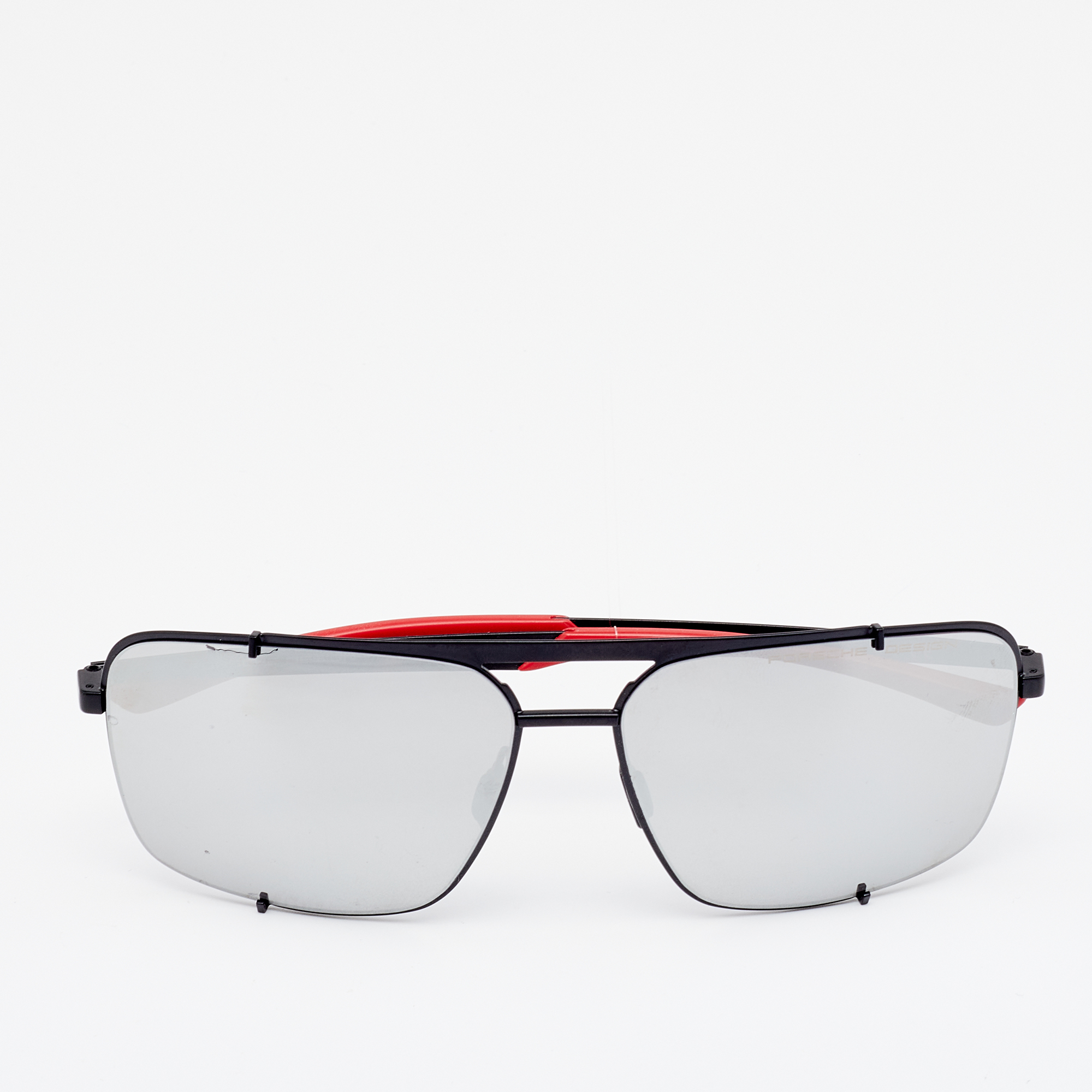 porsche design black tone/ grey mirrored p'8478 square aviator sunglasses