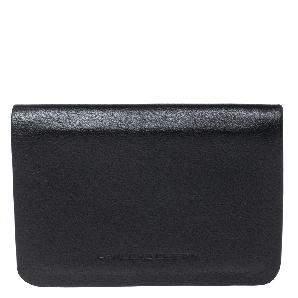 porsche design black leather seamless bifold wallet