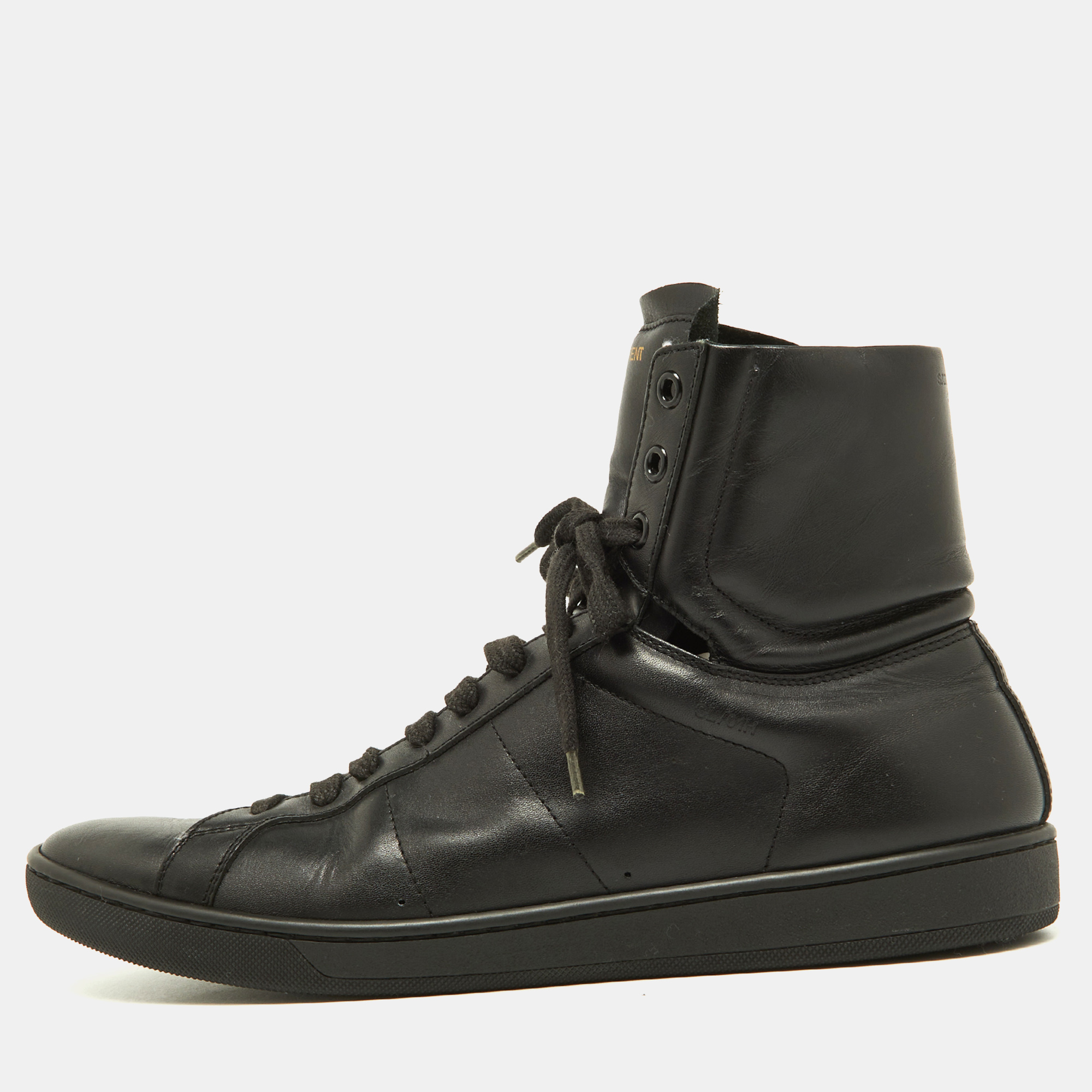 saint laurent black leather court classic sl/01h high top sneakers size 42.5