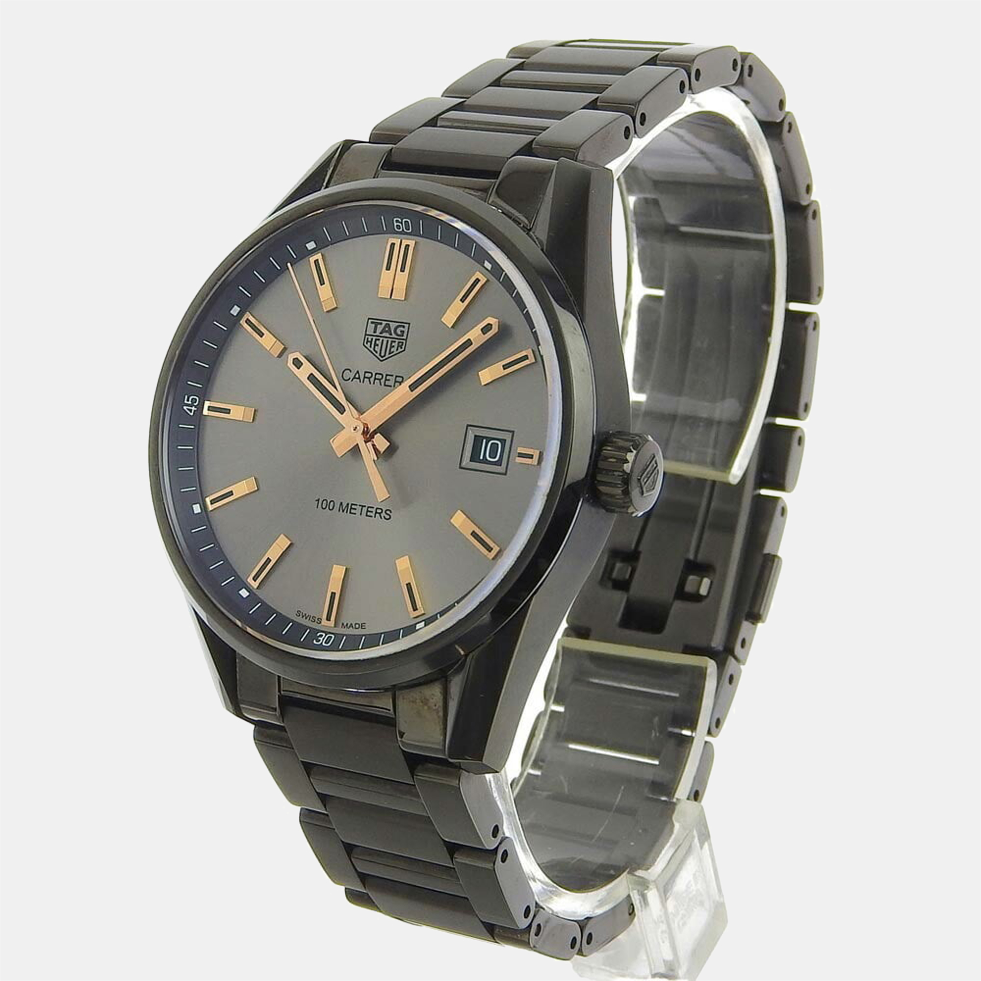 tag heuer black stainless steel carrera date war1113 automatic men's wristwatch 39 mm