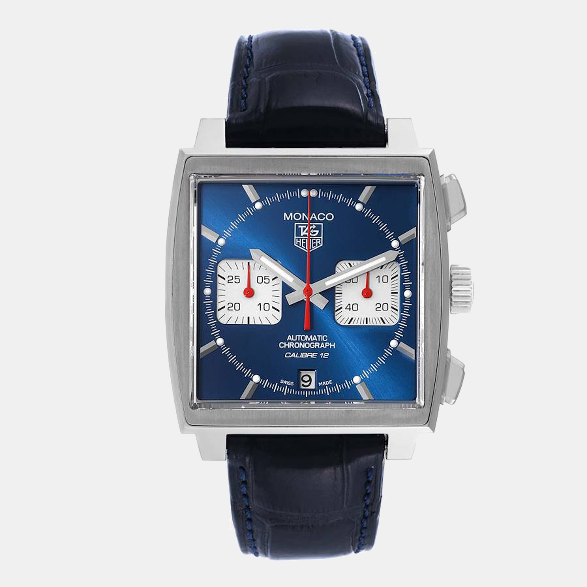 tag heuer blue stainless steel monaco caw2111 automatic men's wristwatch 39 mm