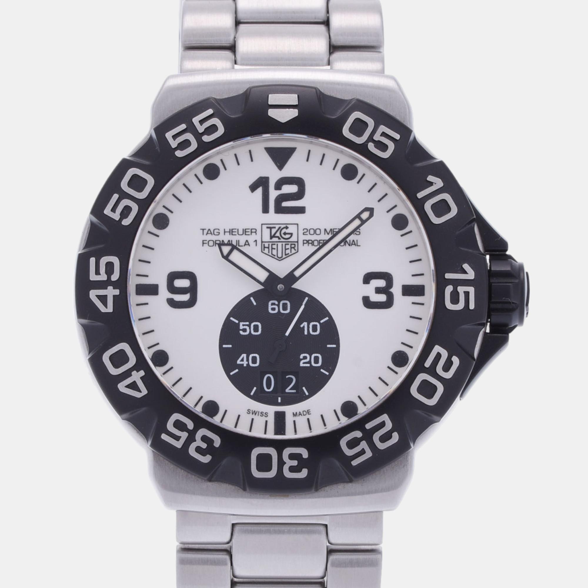 tag heuer white stainless steel formula 1 wah1011.ba0854 quartz men's wristwatch 42 mm