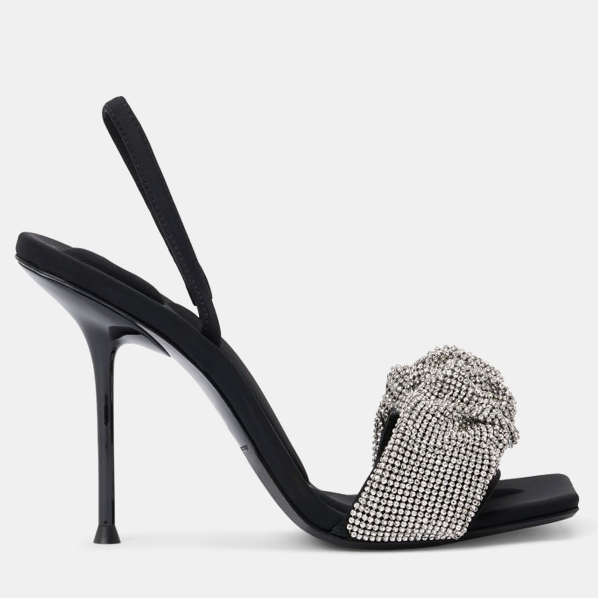 Alexander Wang Black Leather Julie Crystal Scrunchie Sandals Eu 38