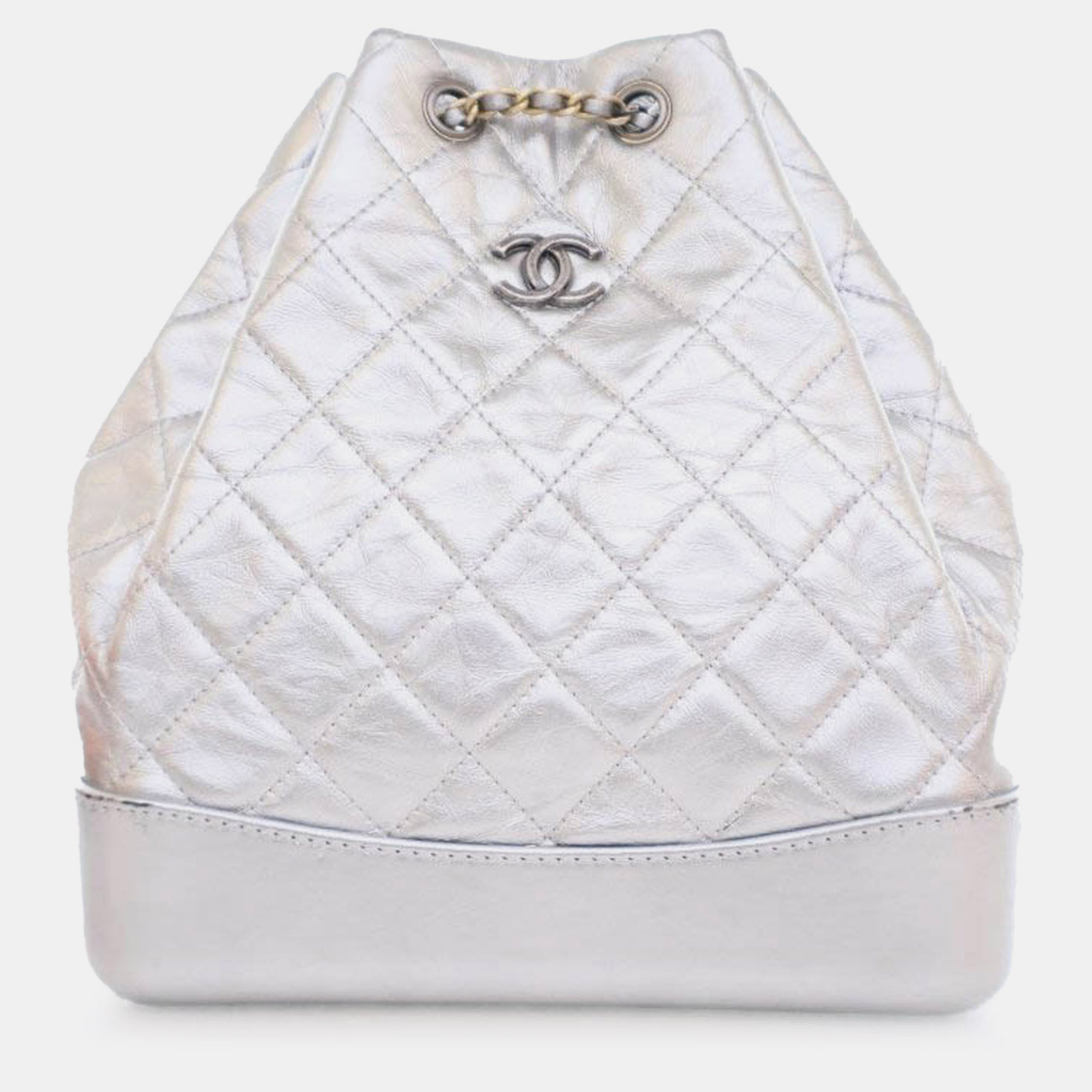chanel metallic crumpled calfskin gabrielle backpack