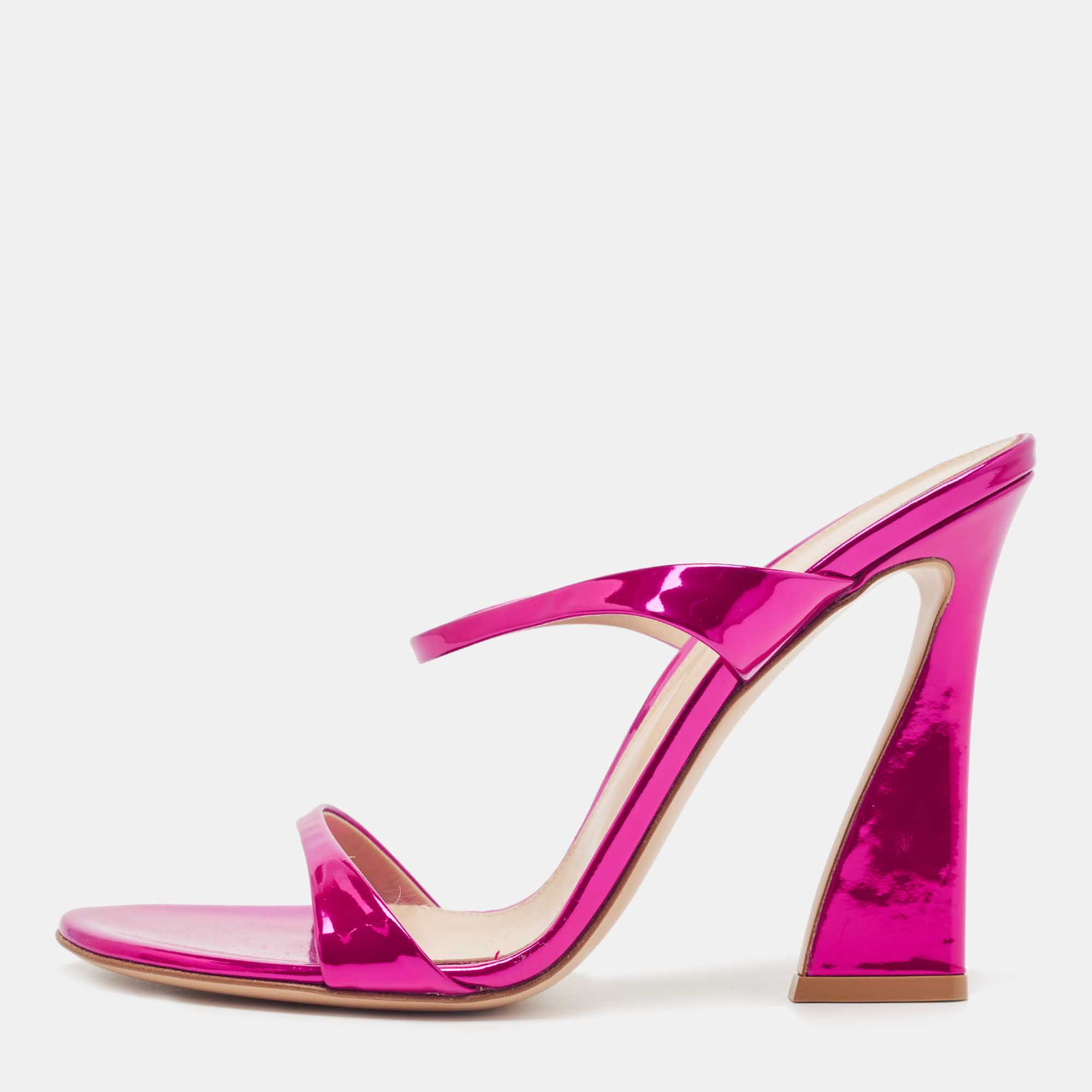 gianvito rossi metallic pink leather aura sandals size 39