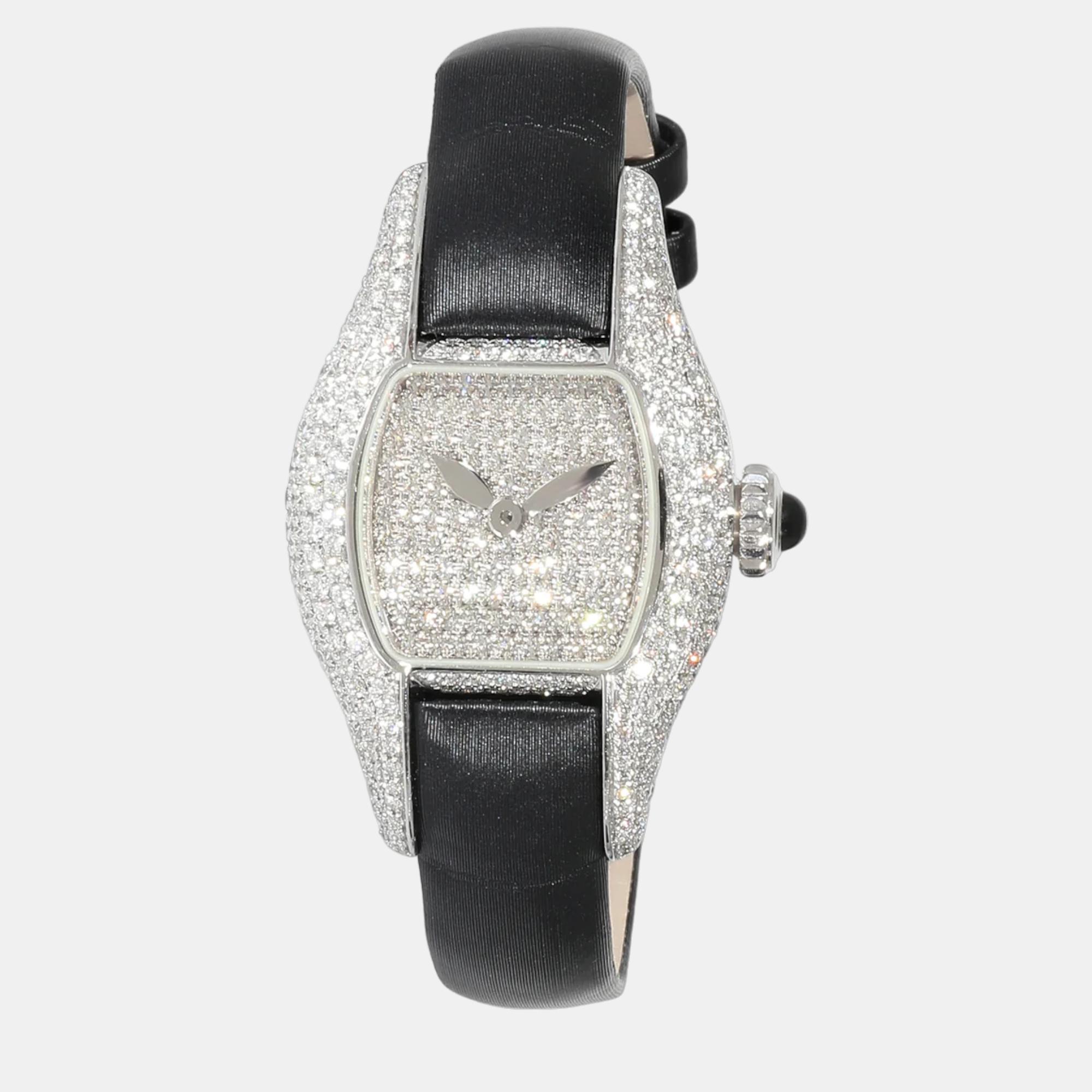 girard perregaux silver 18k white gold 26620 women's wristwatch 23.5 mm