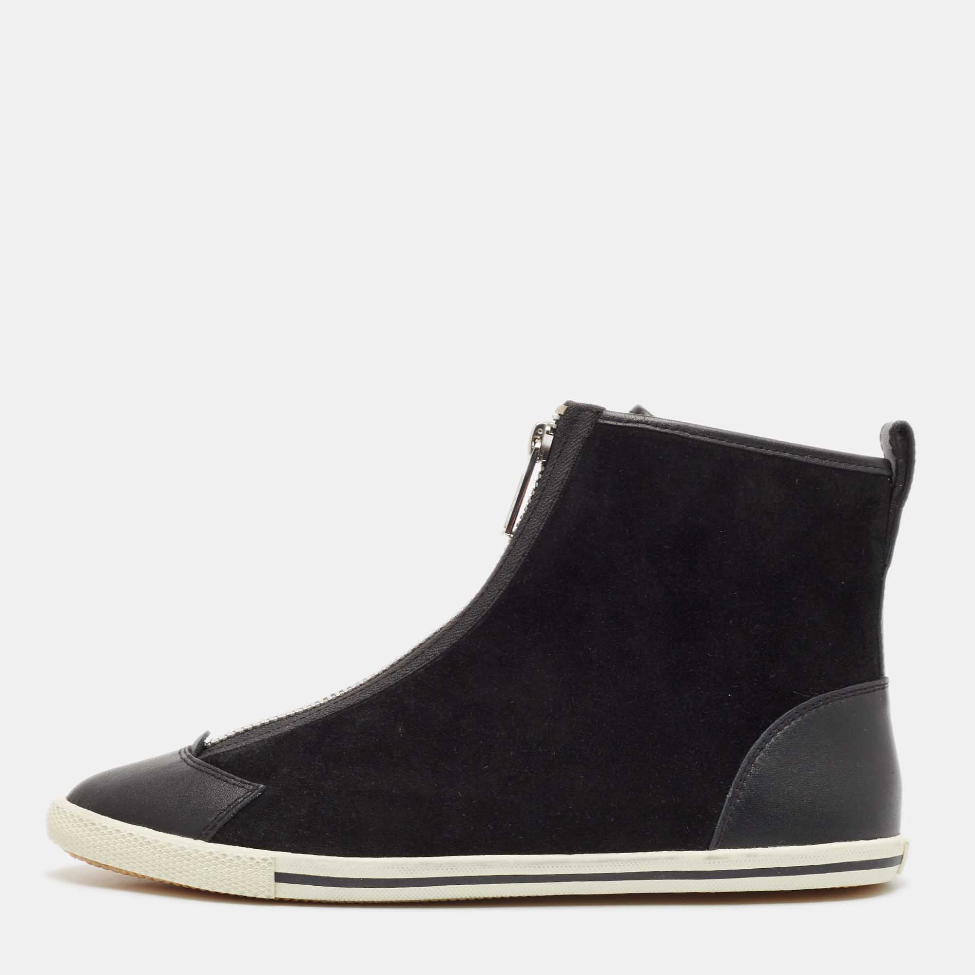 marc by marc jacobs black suede and leather high top sneakers size 37