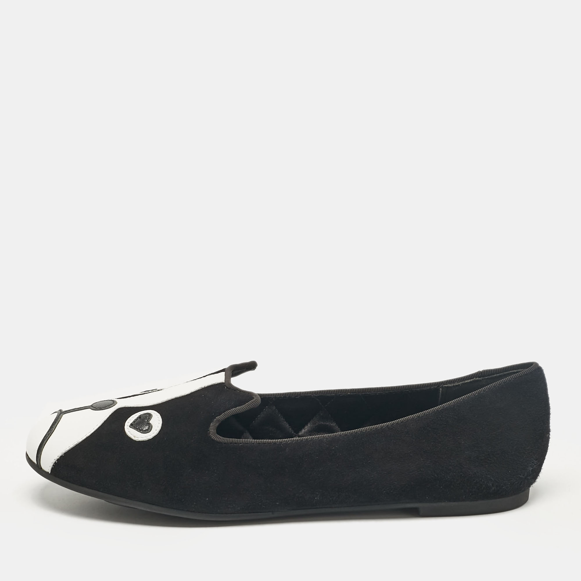 marc by marc jacobs black leather and suede ballet flats size 36