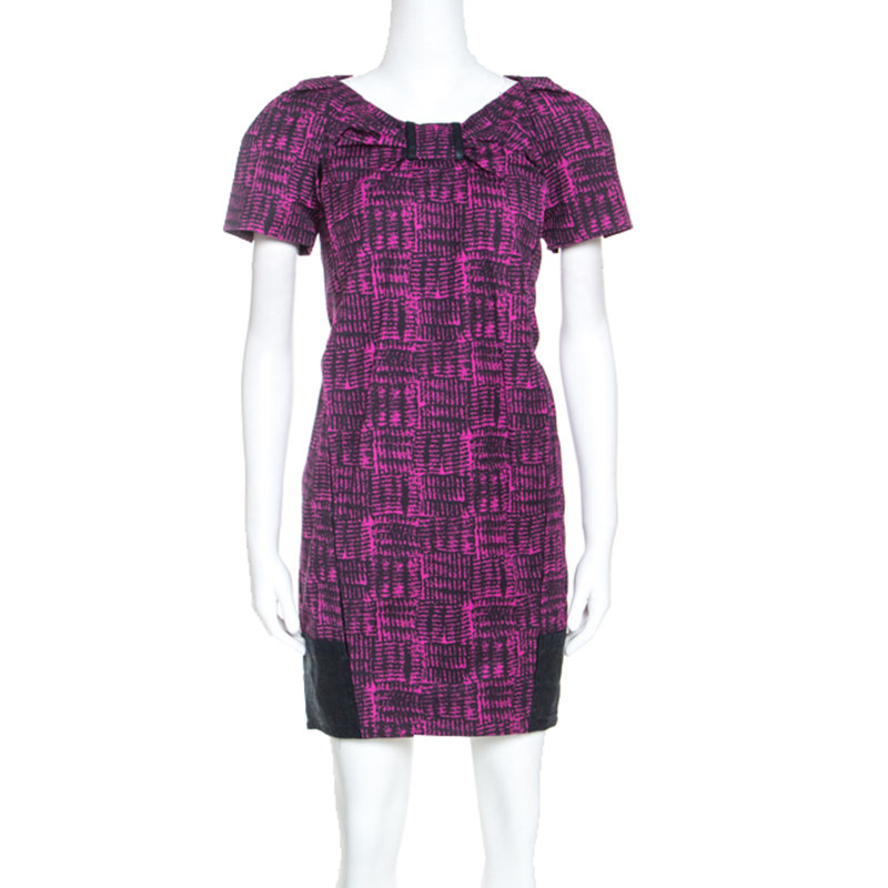 marc by marc jacobs magenta printed cotton blend canvas dress s