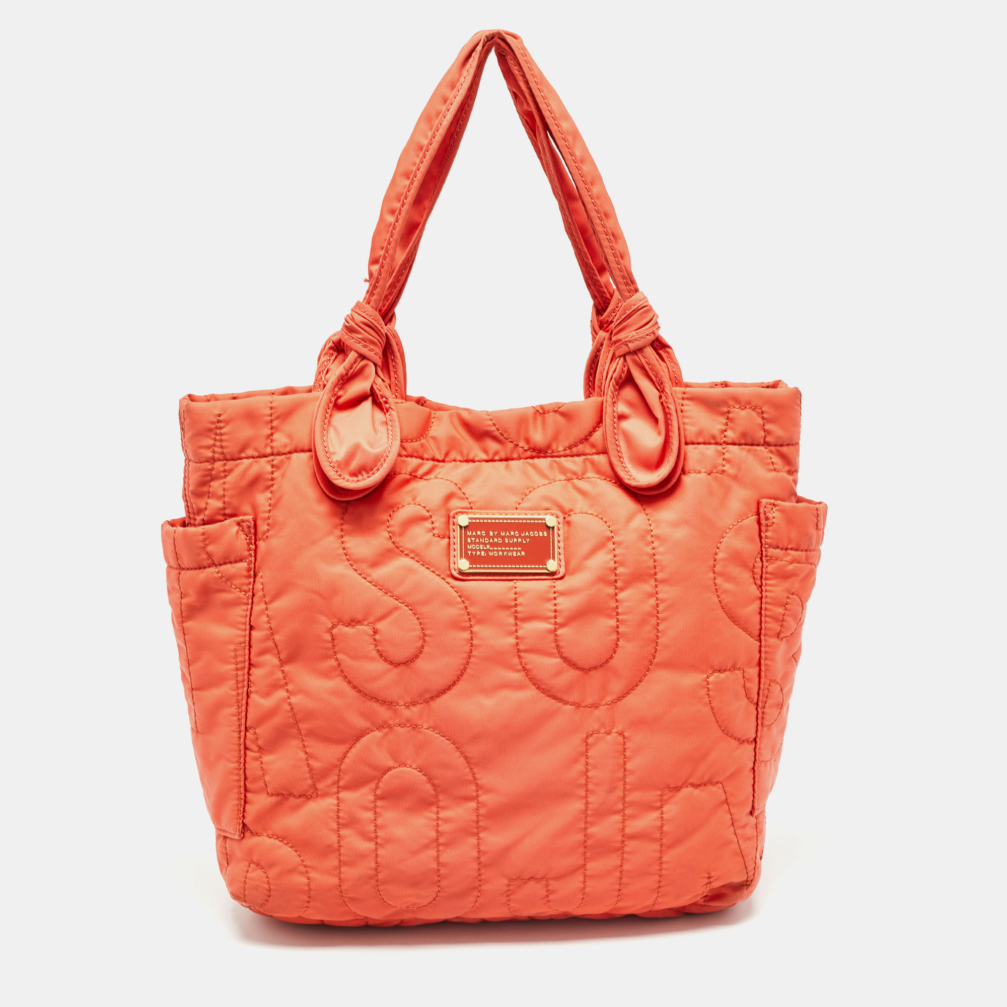 marc by marc jacobs orange nylon medium pretty tate tote