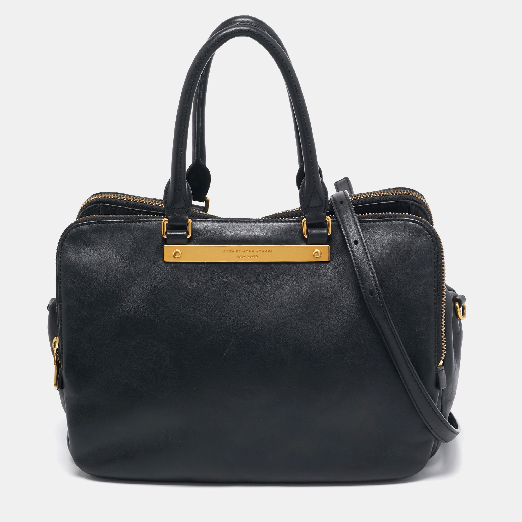 marc by marc jacobs black leather goodbye columbus satchel