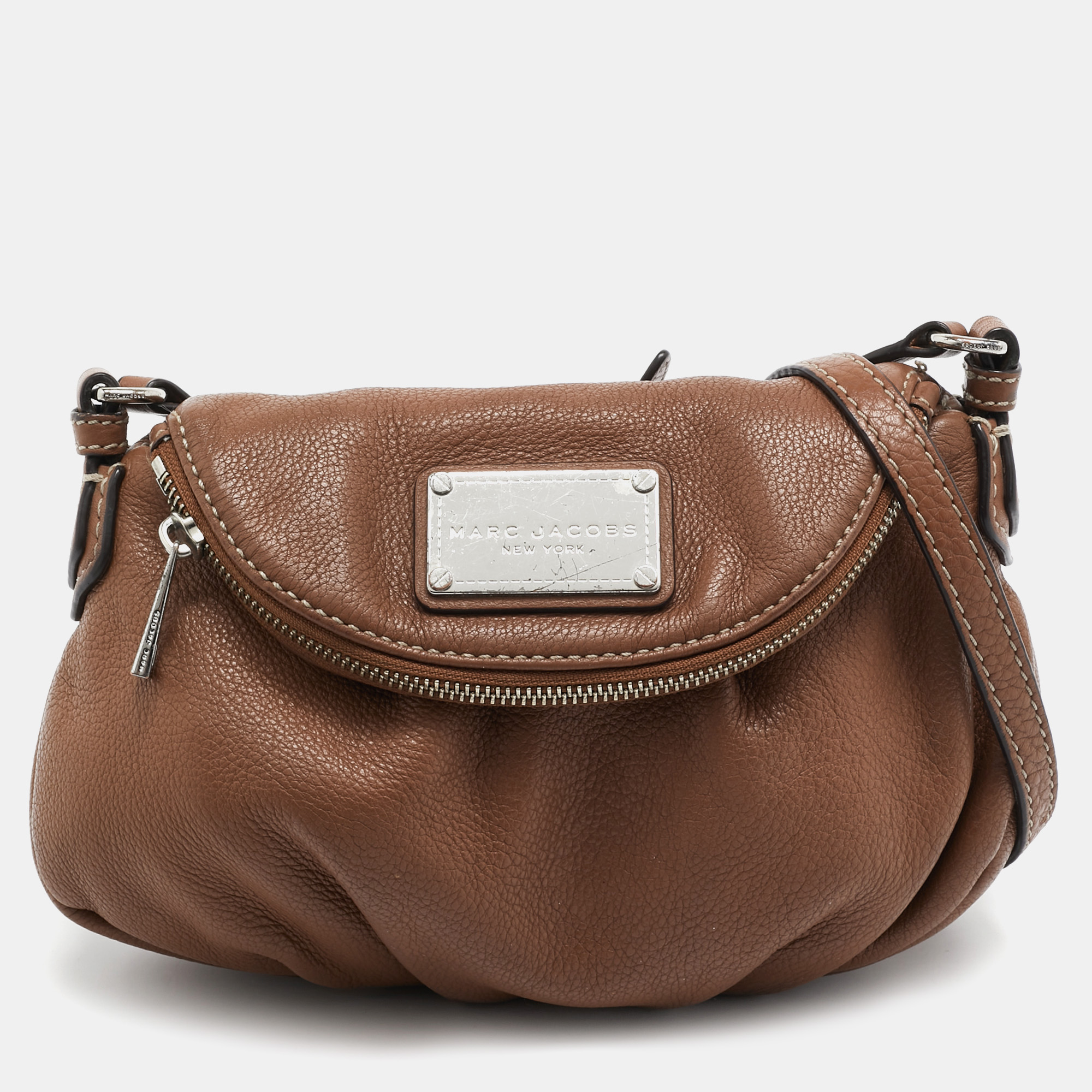 marc by marc jacobs brown leather classic q natasha crossbody bag