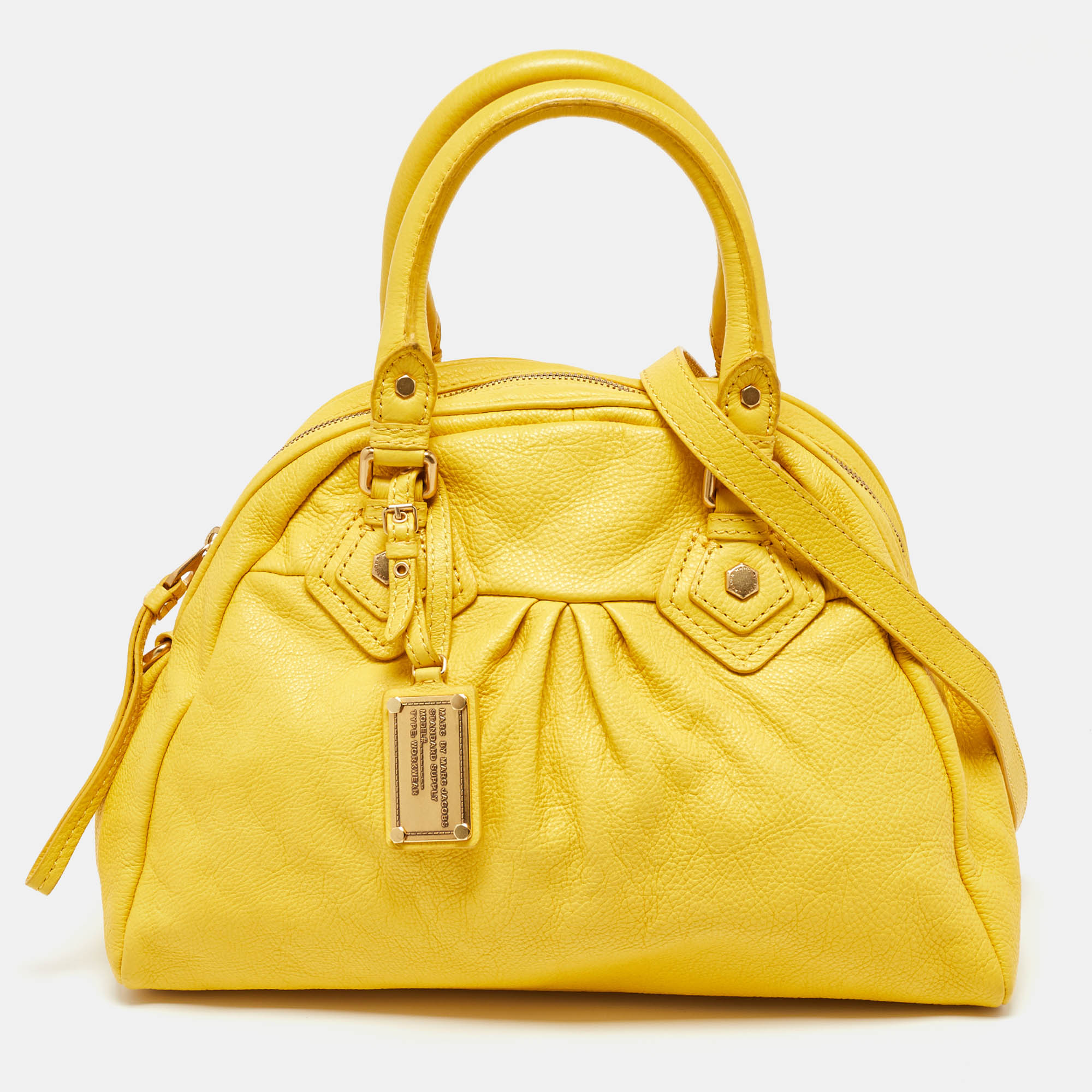 marc by marc jacobs yellow leather classic q baby aidan satchel