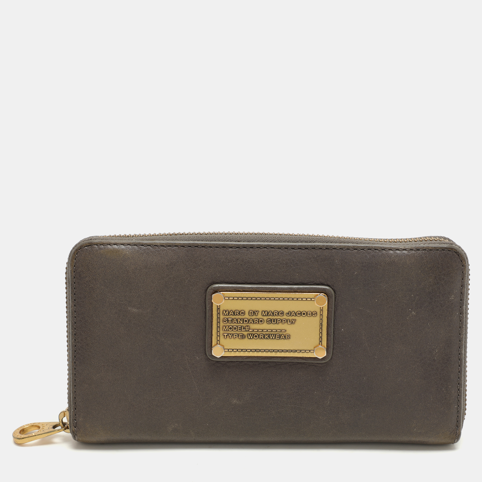 marc by marc jacobs grey leather zip around wallet