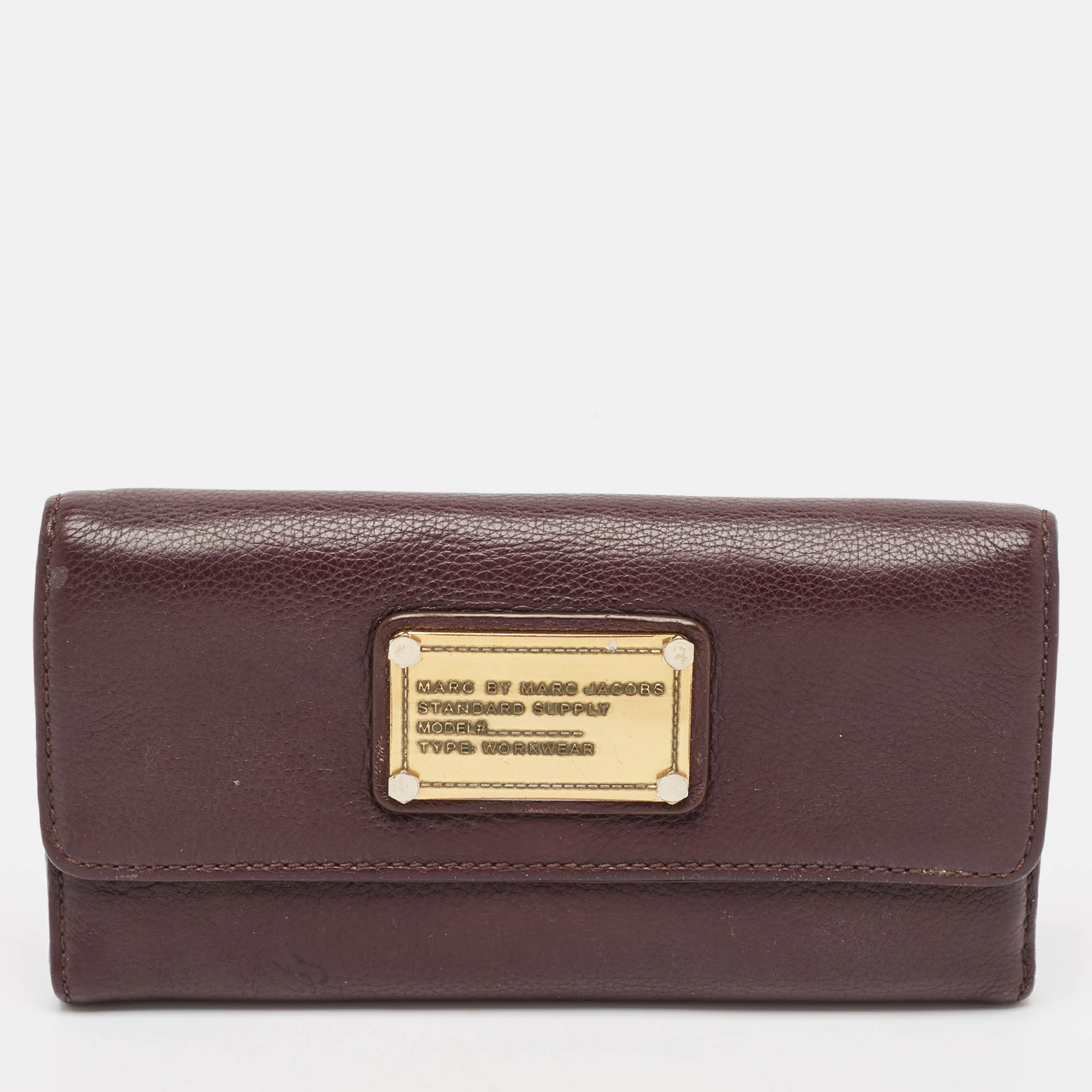 marc by marc jacobs dark purple leather flap wallet