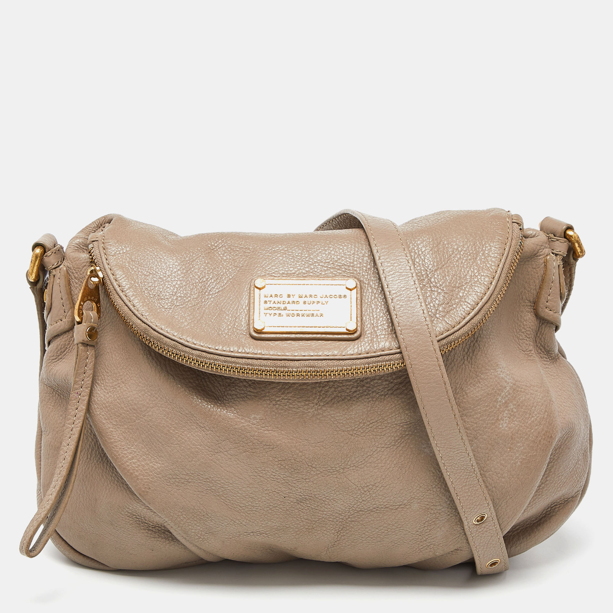 marc by marc jacobs grey leather classic q natasha crossbody bag