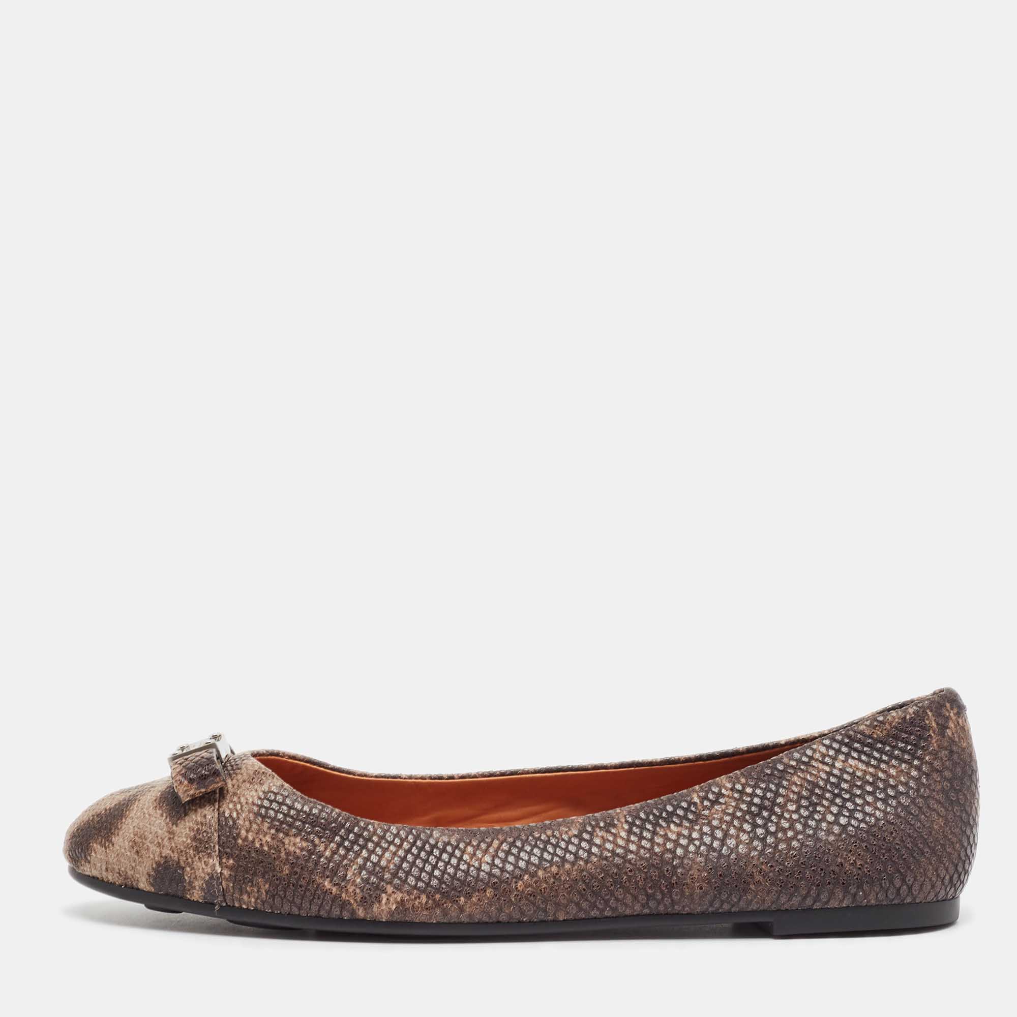 marc by marc jacobs brown karung leather ballet flats size 38.5
