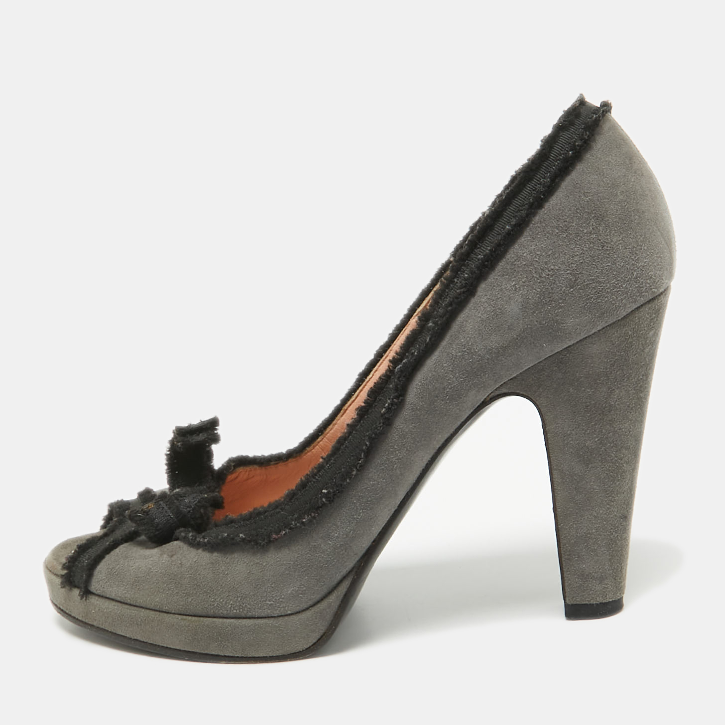 marc by marc jacobs grey/black suede peep toe platform pumps size 37