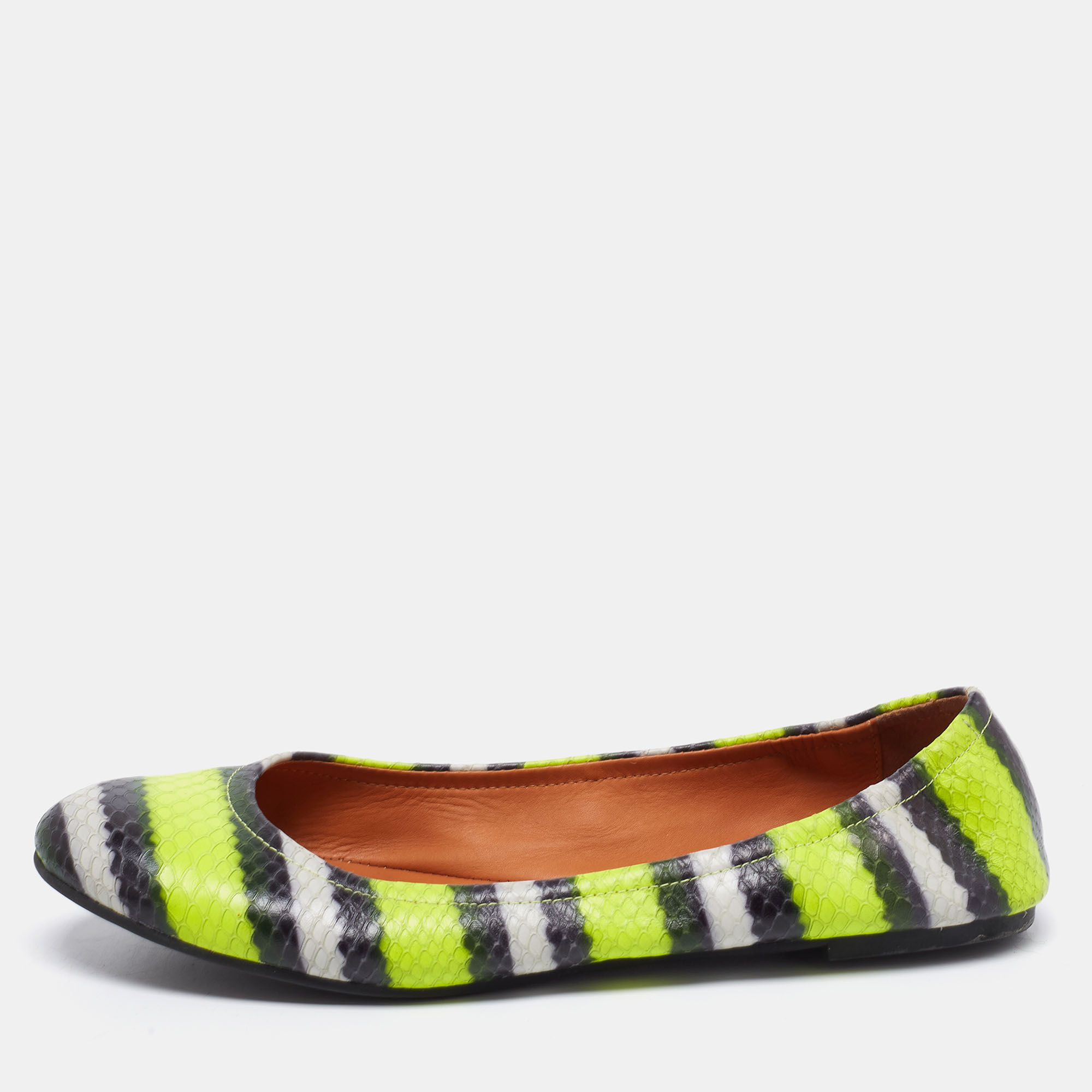 marc by marc jacobs multicolor watersnake embossed leather ballet flats size 38