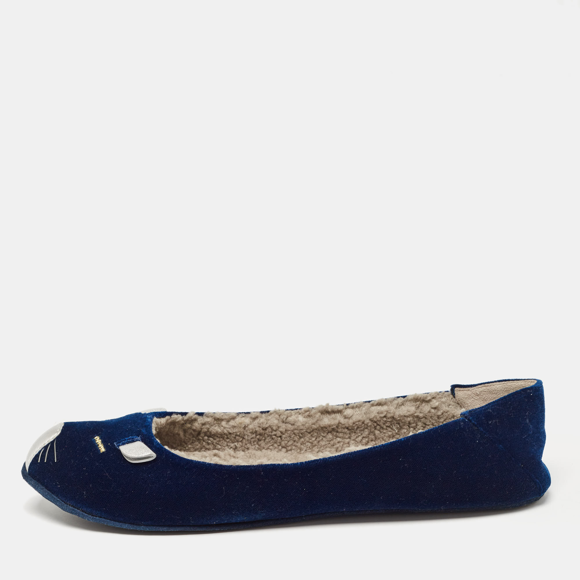 marc by marc jacobs blue velvet ballet flats size 39.5