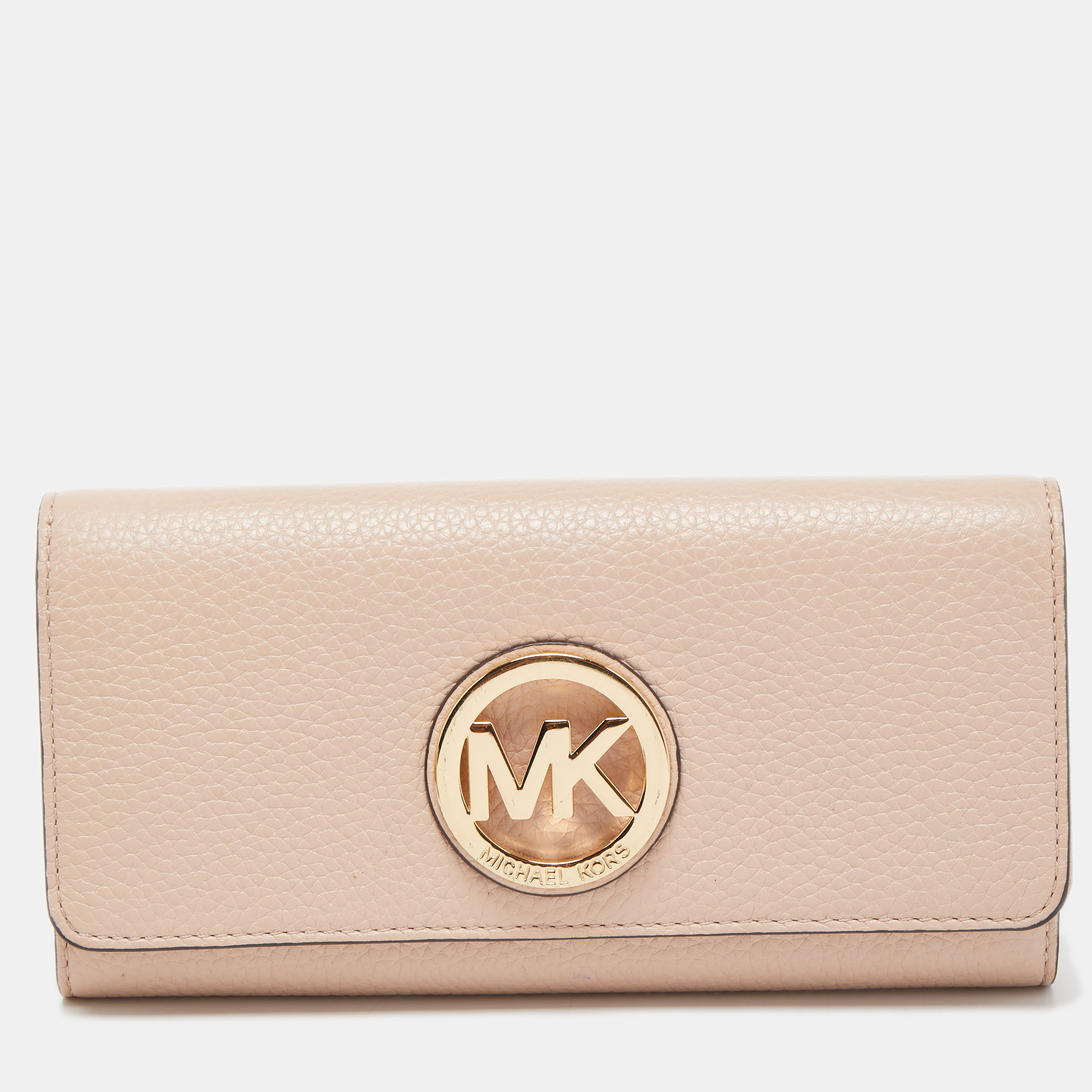 michael kors pink leather fulton flap continental wallet