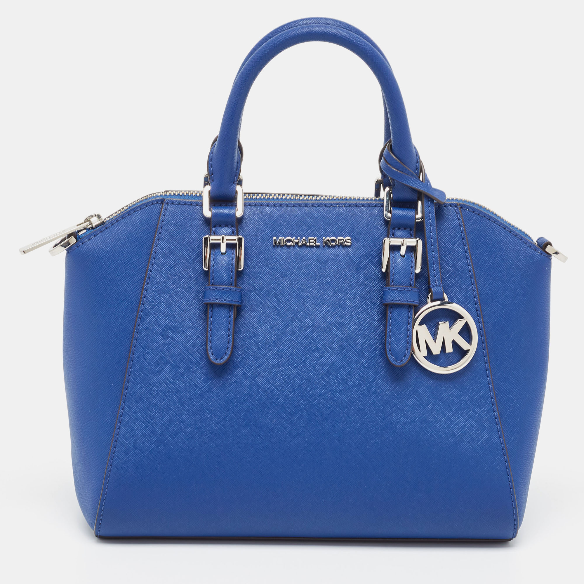 michael kors dark blue leather medium ciara satchel