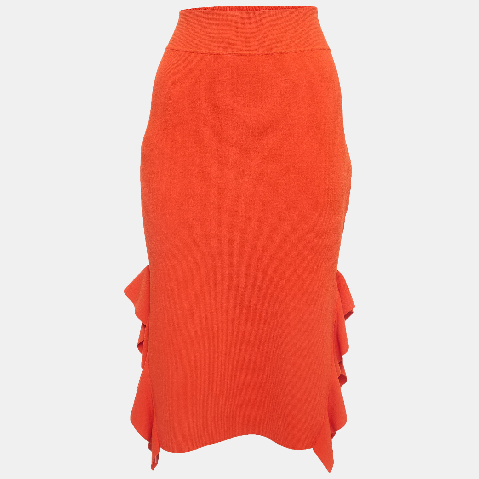 opening ceremony orange knits side flounce pencil skirts