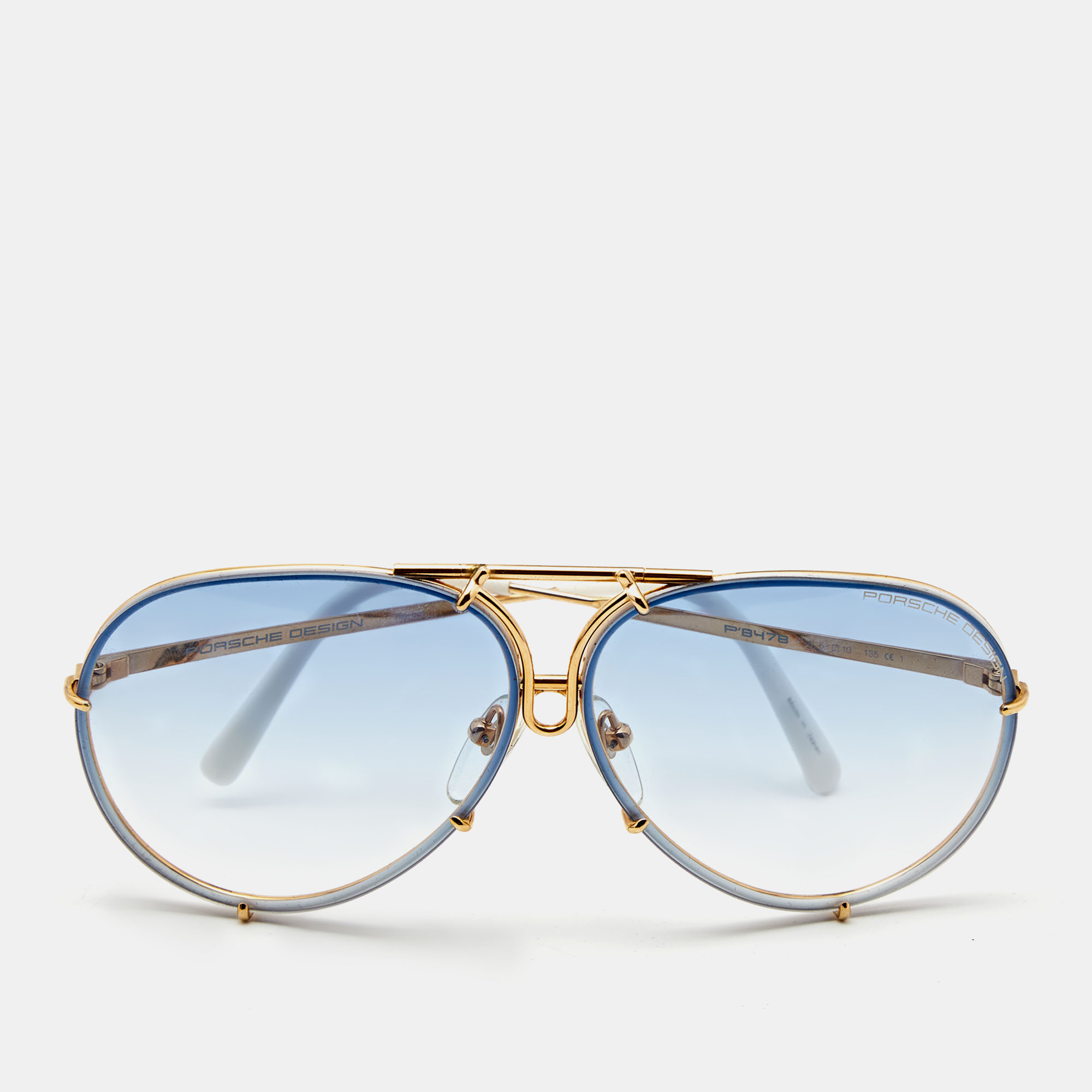 porsche design gold tone/blue gradient p'8478 aviator sunglasses