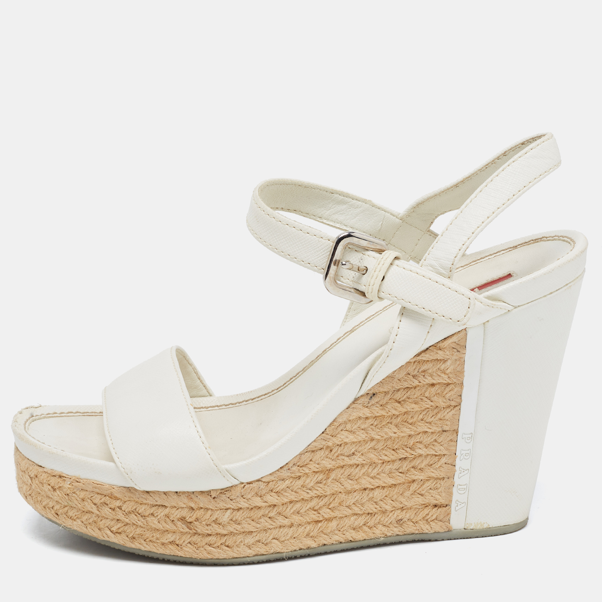 Louis Vuitton White Damier Azur Canvas Espadrille Platform Wedge Sandals  Size 36.5 Louis Vuitton | The Luxury Closet