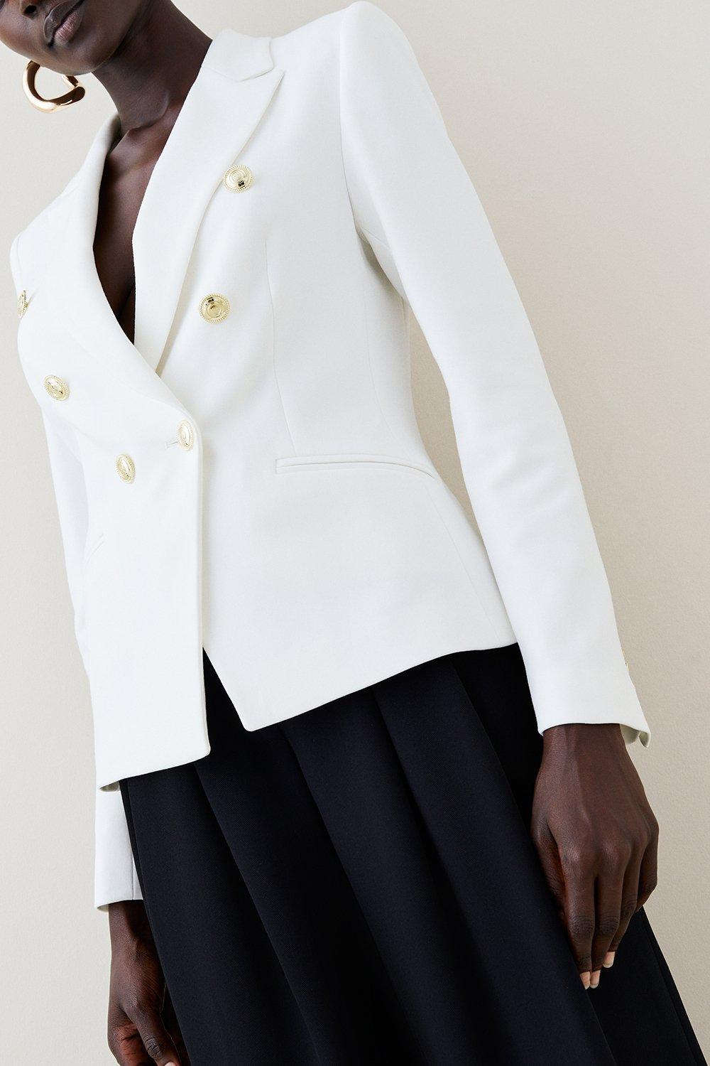 Karen Millen Tailored Button Military Blazer -, Ivory