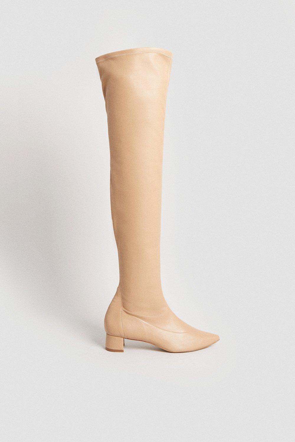 karen millen stretch over the knee pointed boot -, camel