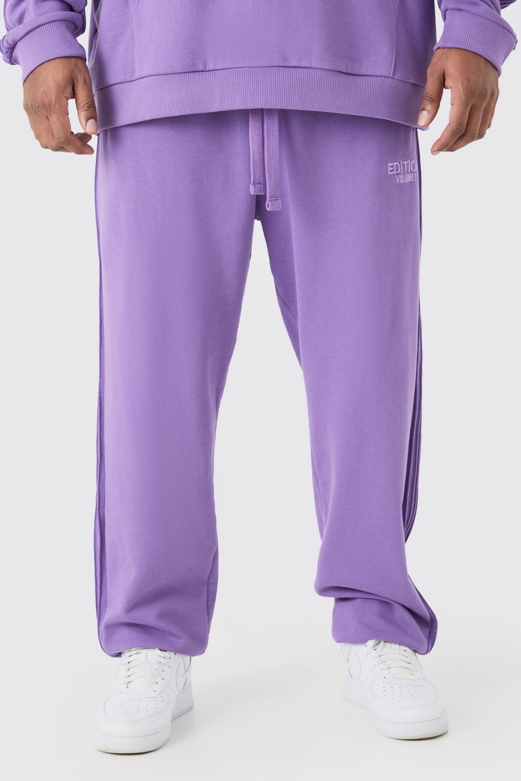 plus oversized pintuck detail heavyweight jogger - purple - xxxl, purple