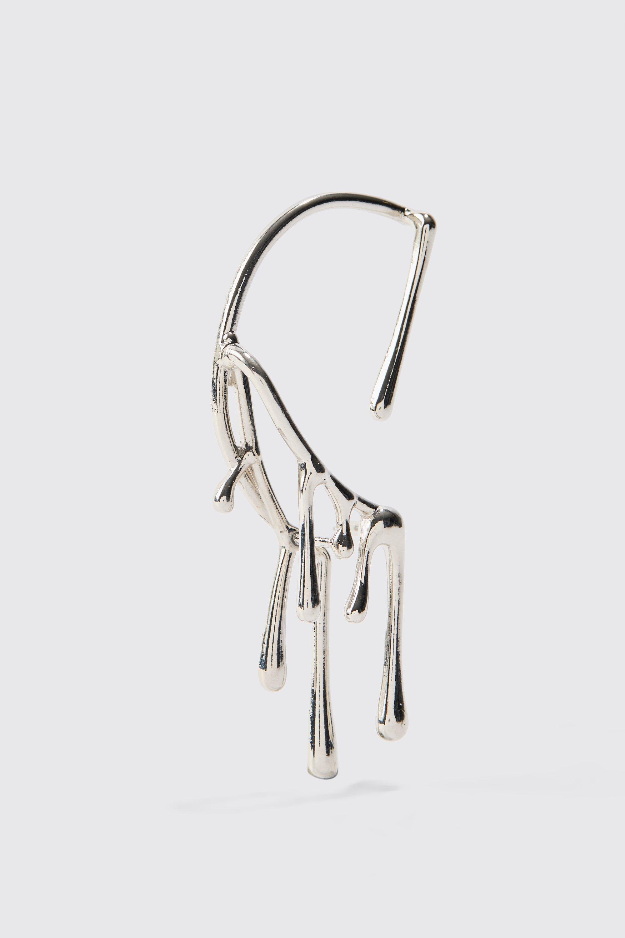Melted Detail Ear Cuff In Silver - One Size, Silver
