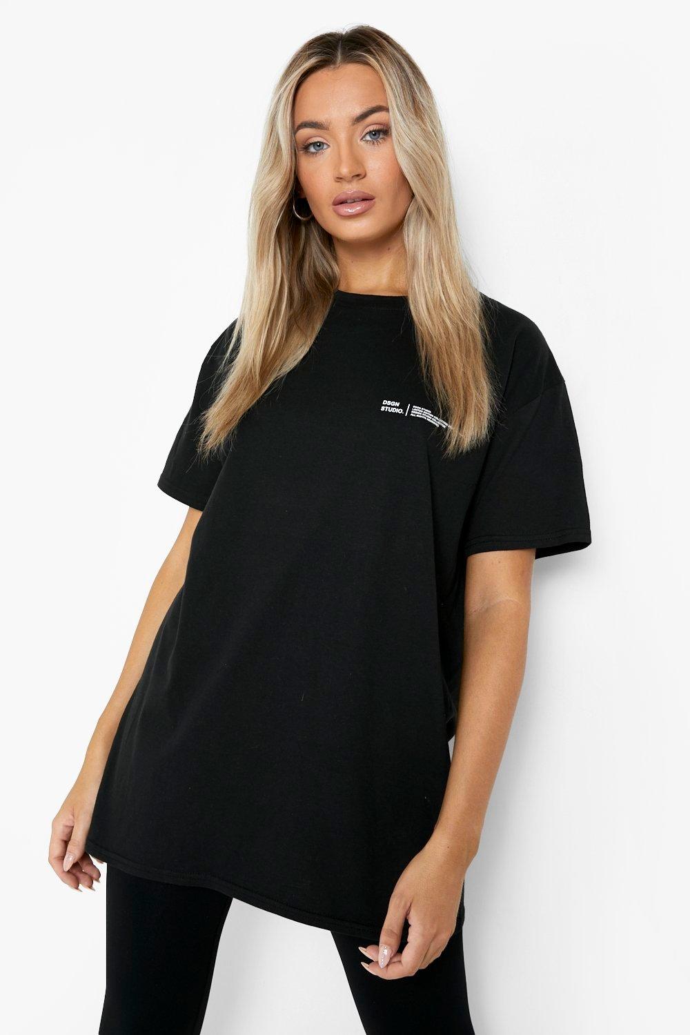 T-Shirt Oversize À Imprimé - Noir - Xl, Noir