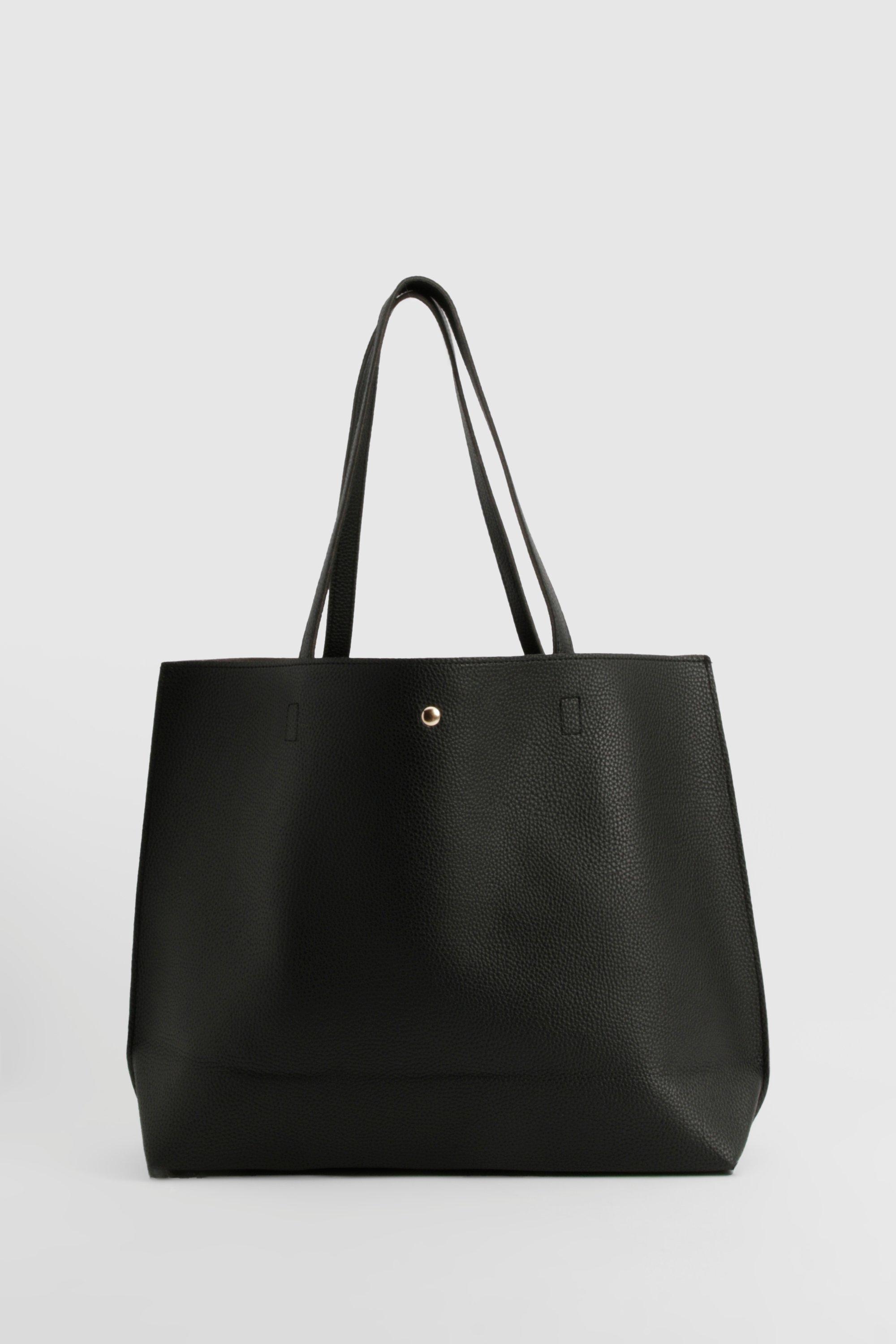 Tote Bag Large Avec Fermeture À Bouton-Pression - Noir - One Size, Noir