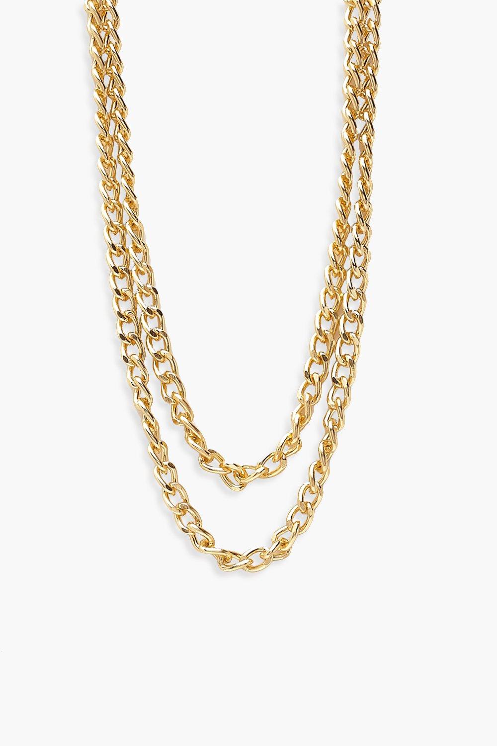 Womens Mehrreihige Halskette Mit Anhänger Und Kette - Gold - One Size, Gold