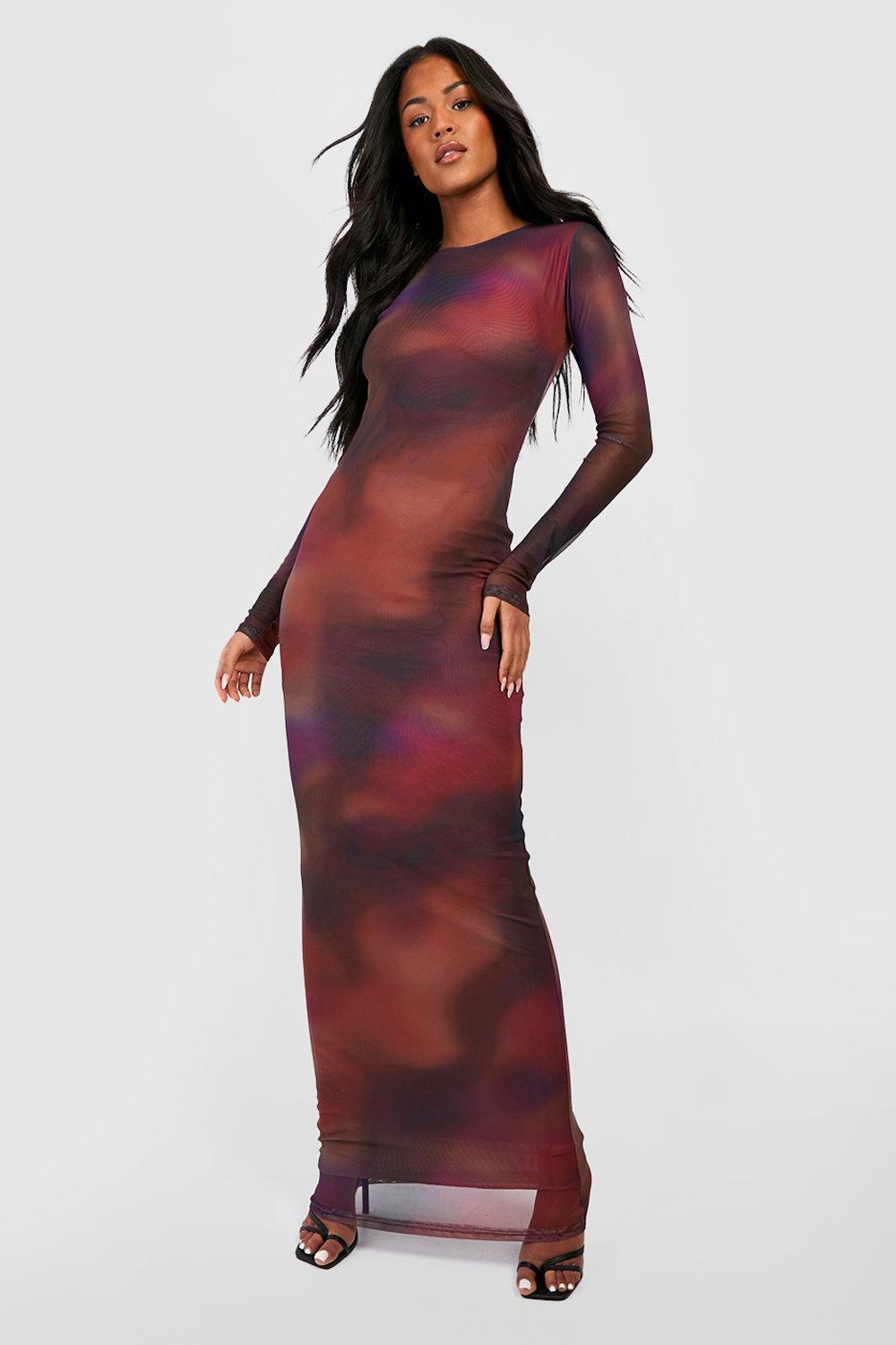 "tall" - robe longue tie dye en mesh - multicolore - 40, multicolore