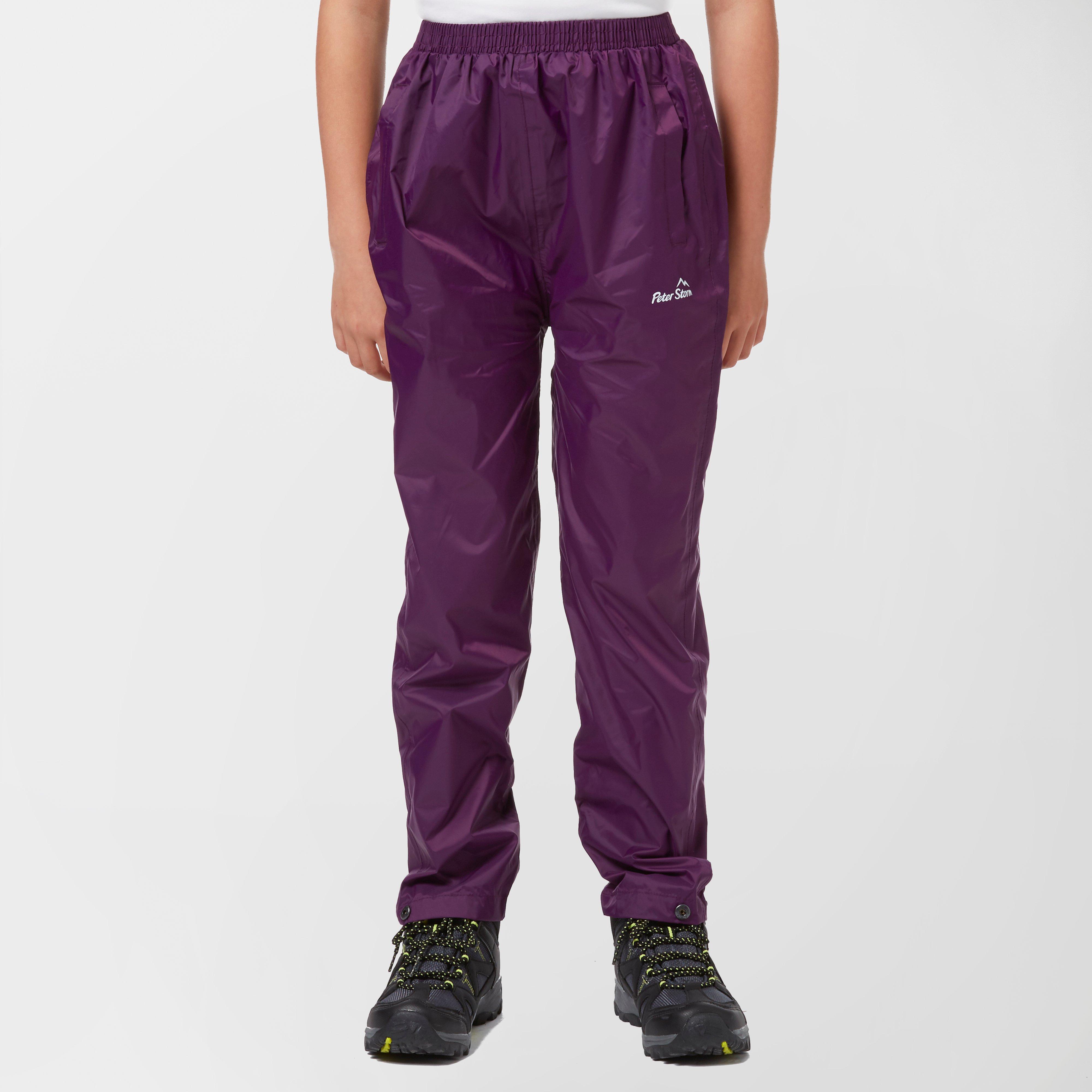Peter Storm Kids Packable Waterproof Pants Purple, Purple