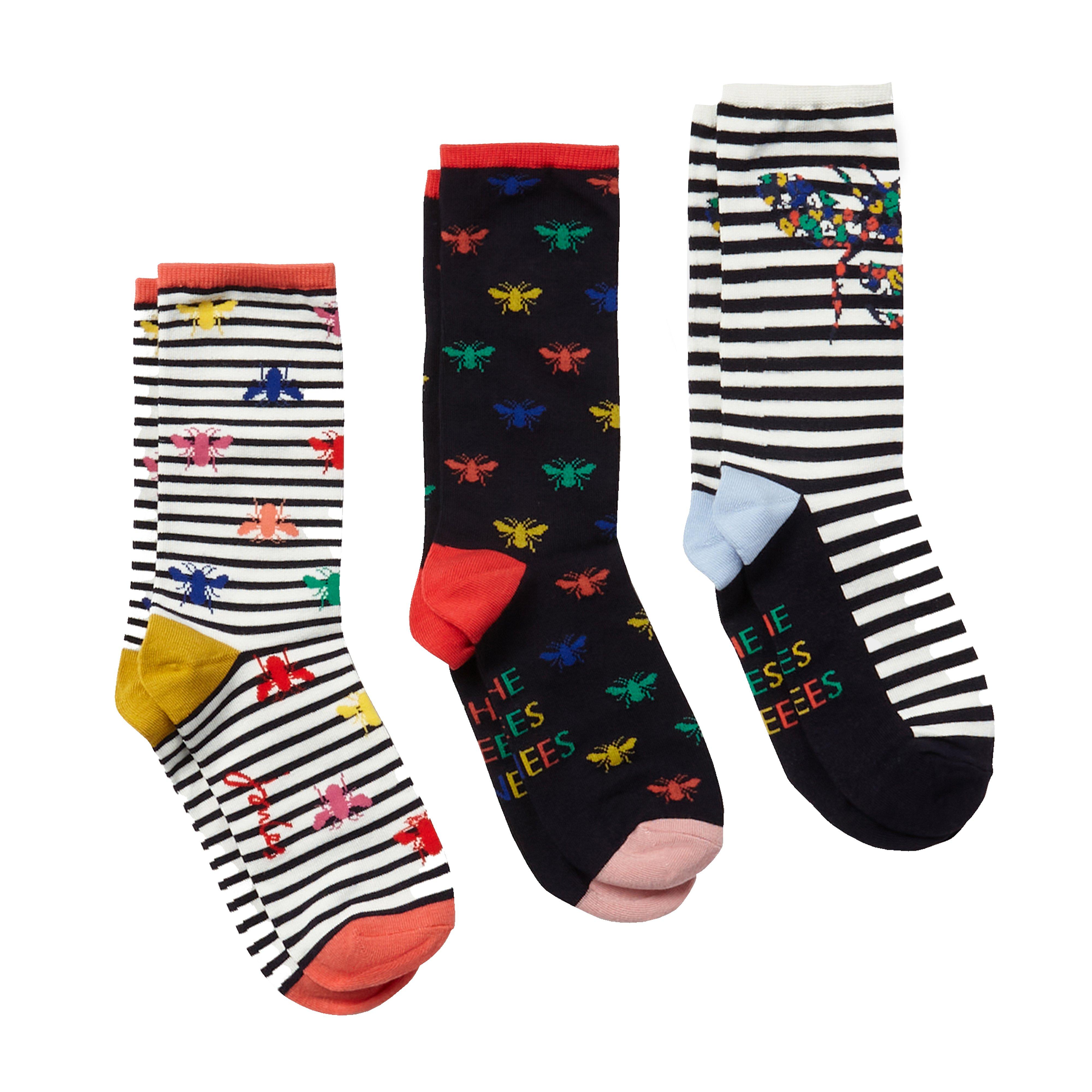 joules womens excellent everyday eco vero 3 pack socks multi bee