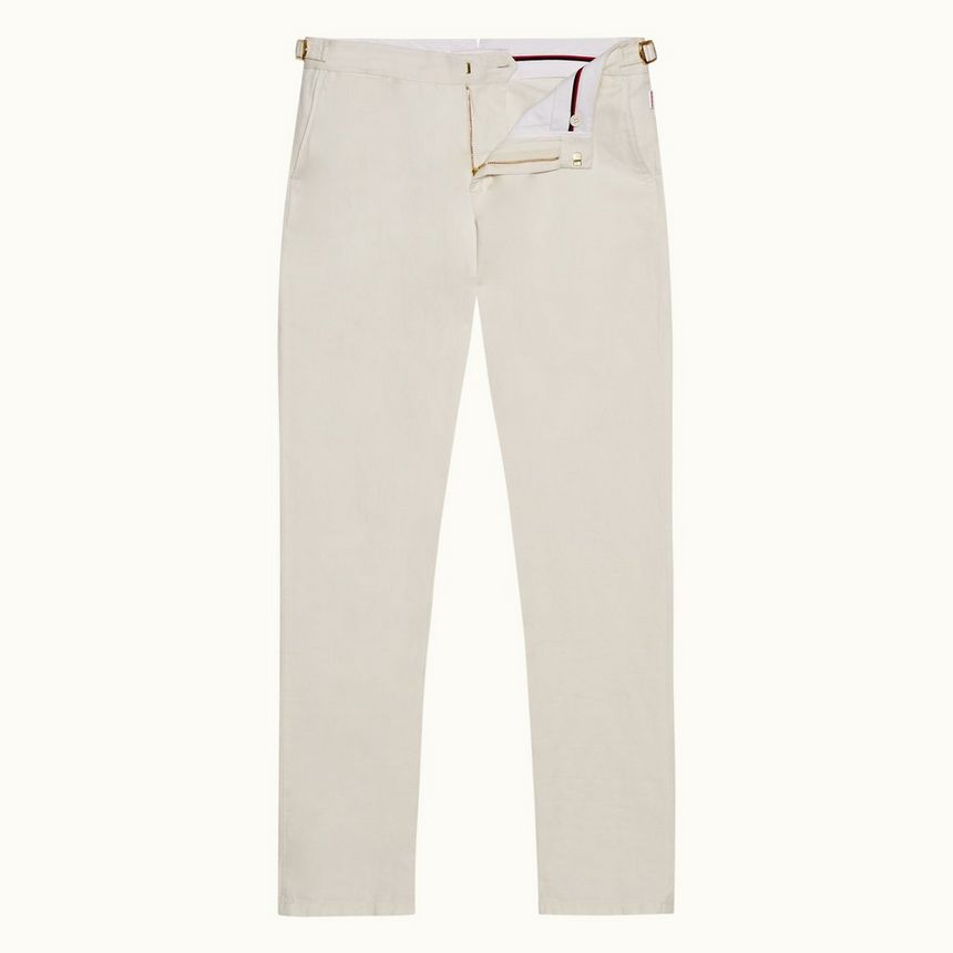 griffon - washed sand tailored fit linen blend trousers
